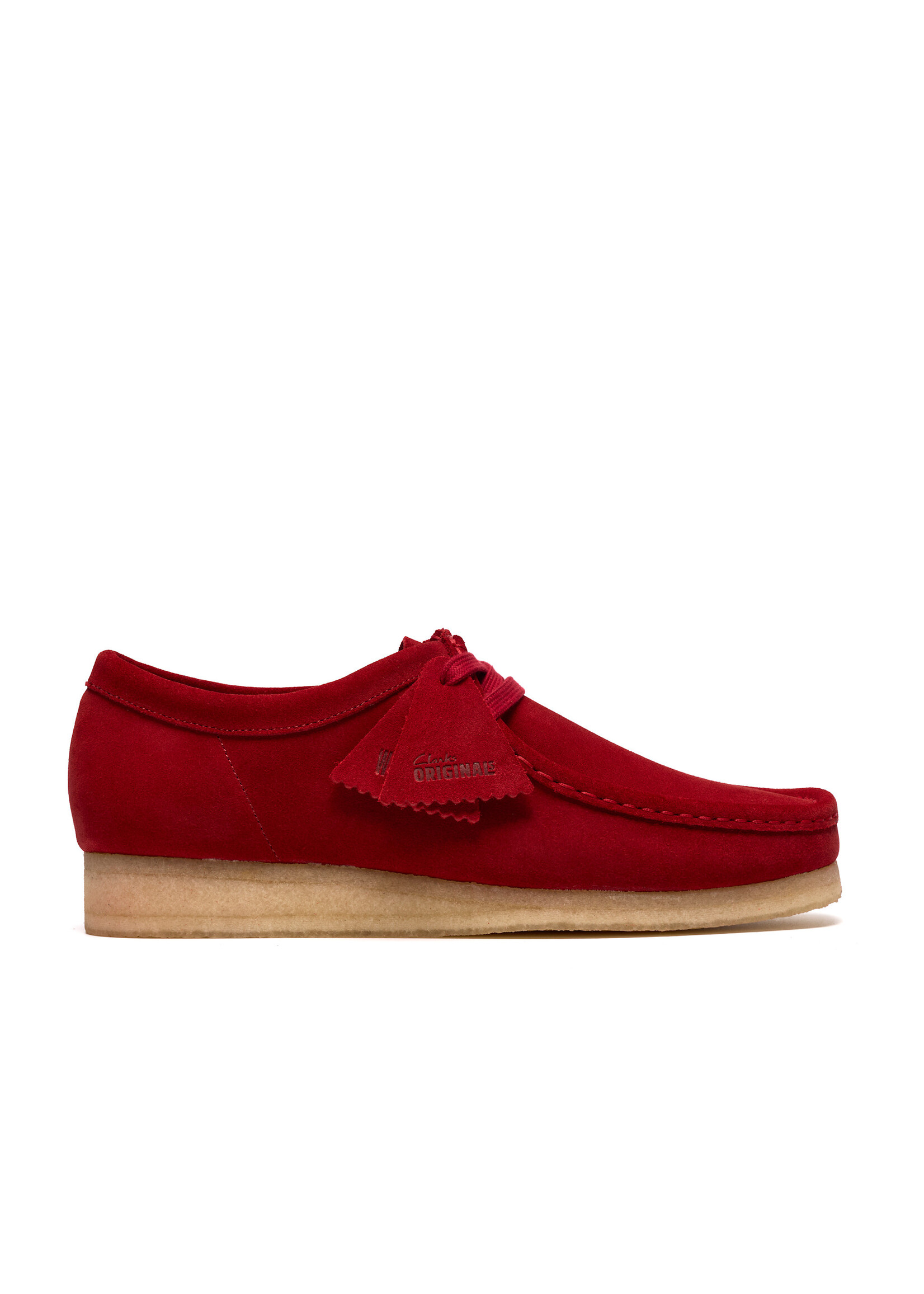 Clarks Men’s Wallabee Deep Red Suede Moc Toe Crepe Sole Shoes – Style 26186772