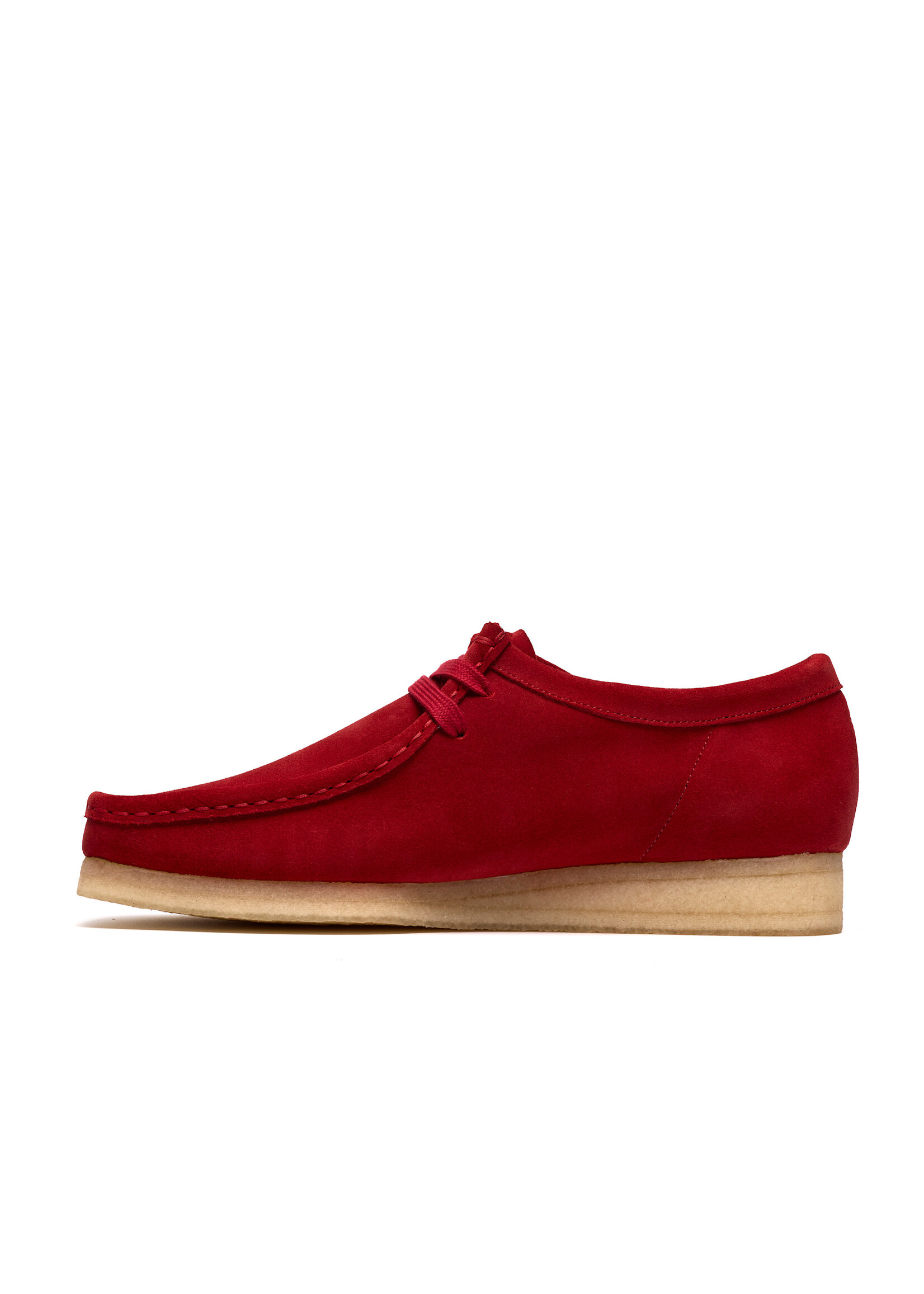 Clarks Men’s Wallabee Deep Red Suede Moc Toe Crepe Sole Shoes – Style 26186772