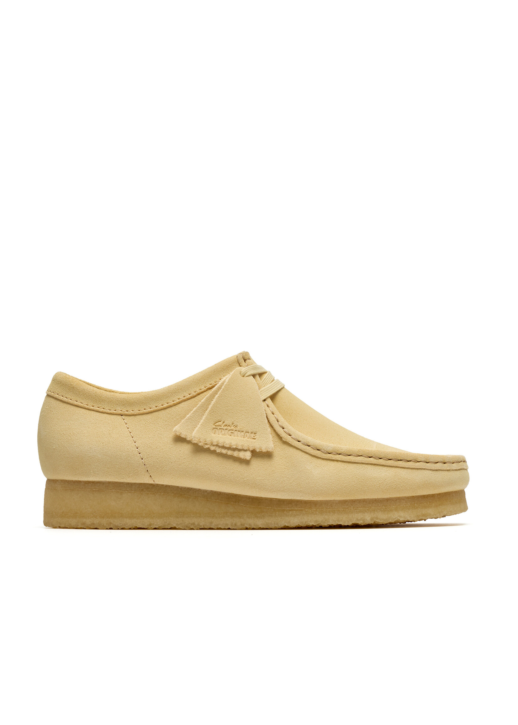Clarks Men’s Wallabee Pale Yellow Suede Moc Toe Crepe Sole Shoes – Style 26185559