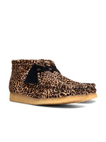 Clarks Men’s Wallabee Boot – Brown Leopard Print Hair-On Suede Upper, Pebble Crepe Sole (Style 26186512)