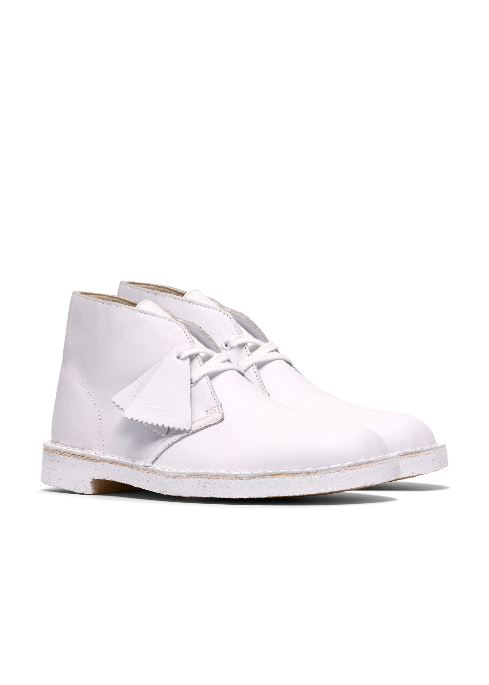 Clarks Men’s Desert Boot Originals Icon White/White – Classic Crepe Sole Chukka (26187609)