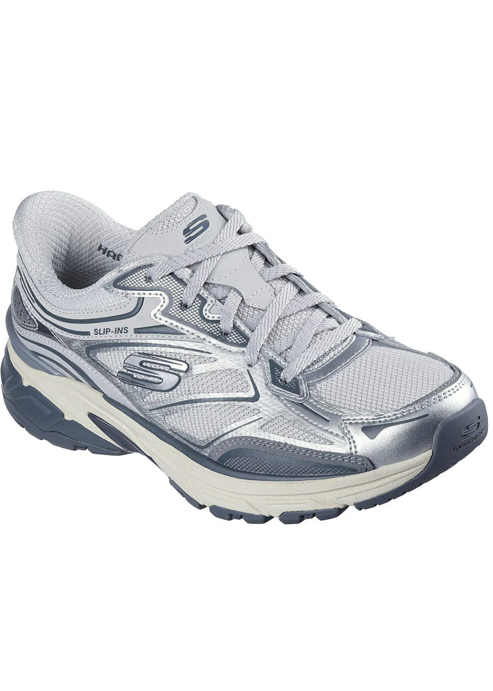 Skechers Women's Slip-Ins Stamina Sport 150710 / Silver Hands Free Memory Foam Athletic Sneakers