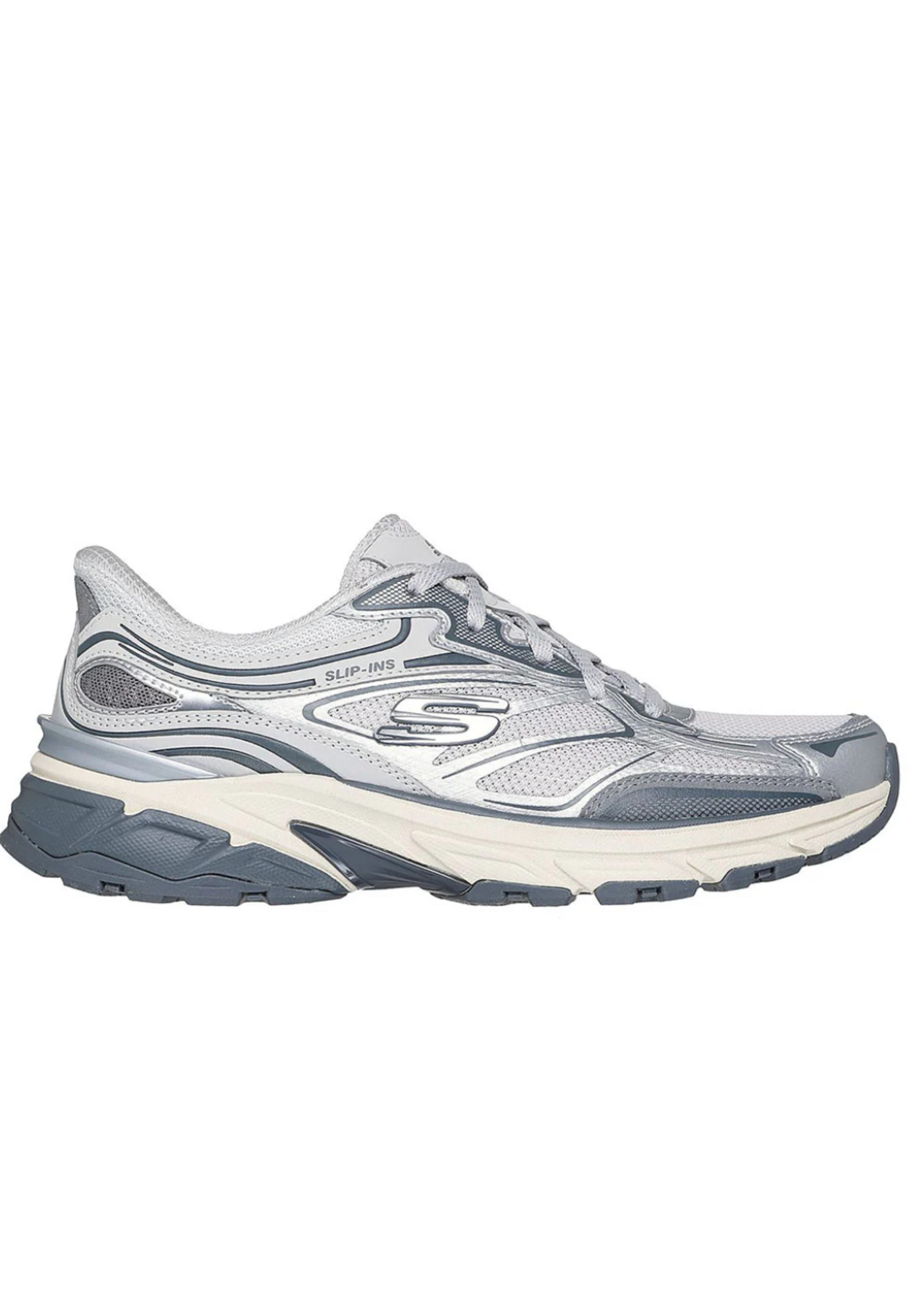 Skechers Women's Slip-Ins Stamina Sport 150710 / Silver Hands Free Memory Foam Athletic Sneakers