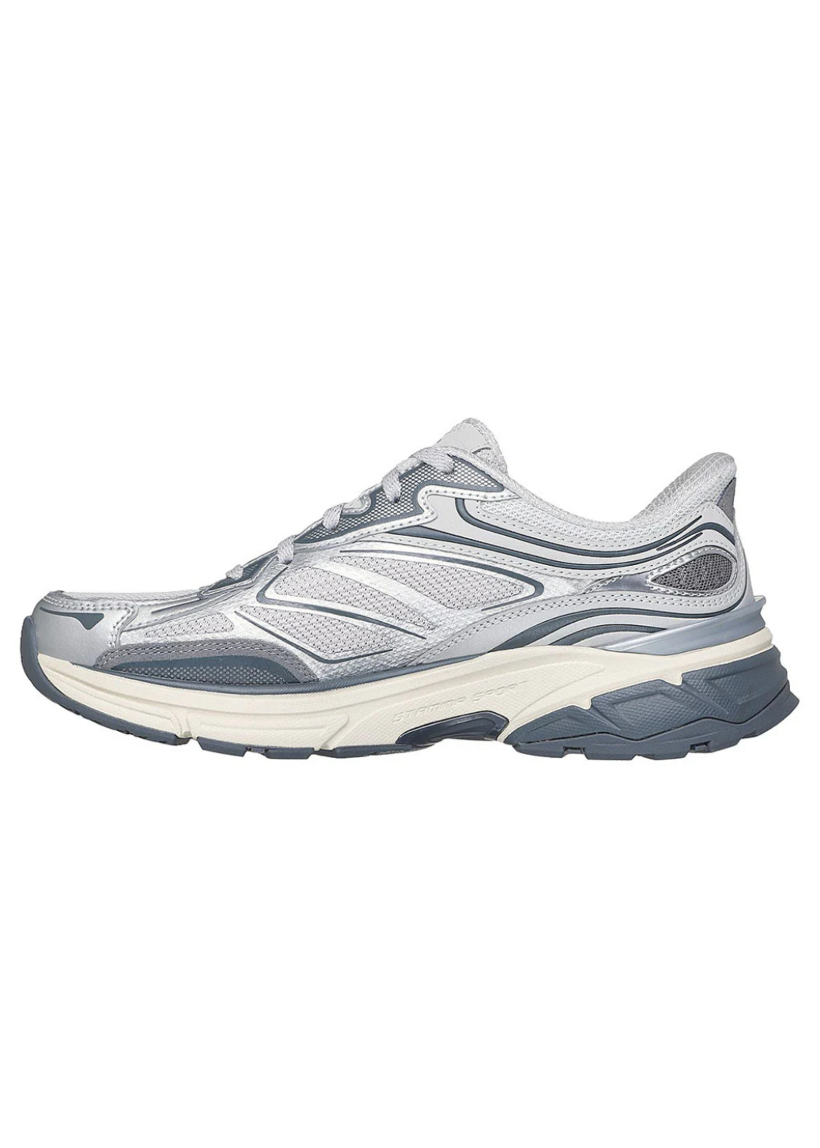 Skechers Women's Slip-Ins Stamina Sport 150710 / Silver Hands Free Memory Foam Athletic Sneakers