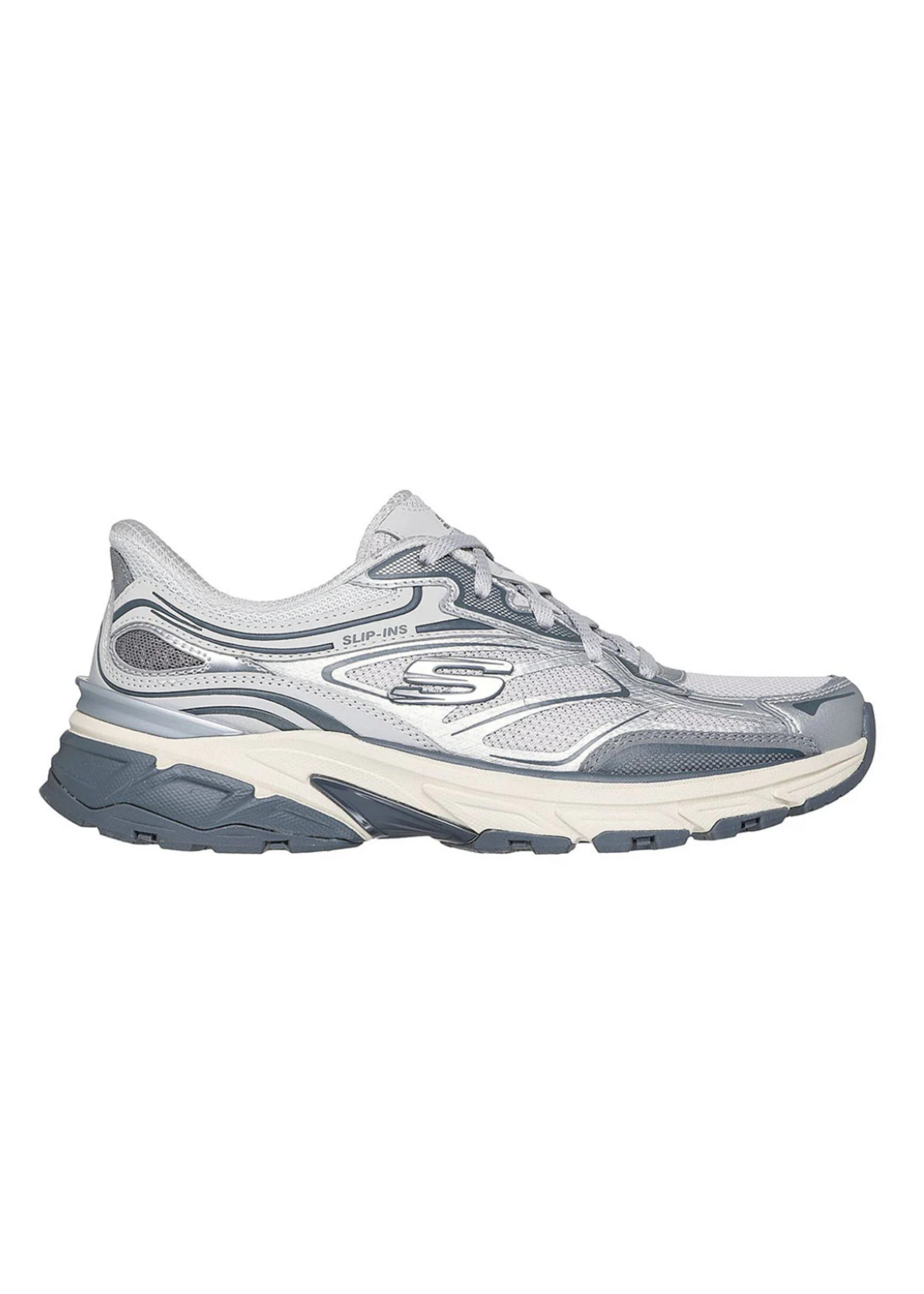 Skechers Women's Slip-Ins Stamina Sport 150710 / Silver Hands Free Memory Foam Athletic Sneakers