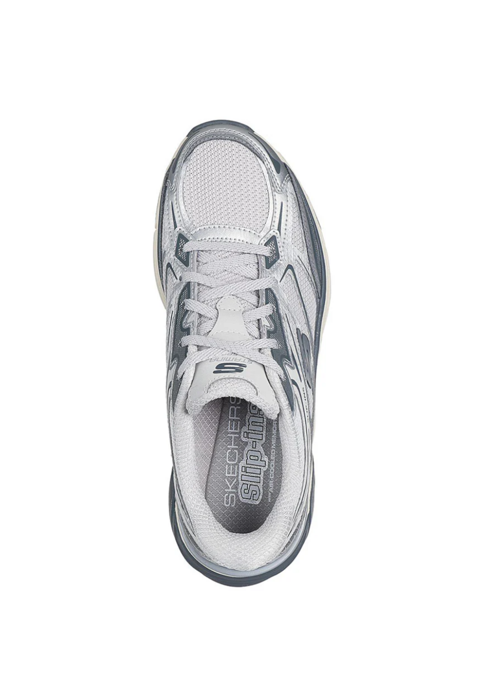 Skechers Women's Slip-Ins Stamina Sport 150710 / Silver Hands Free Memory Foam Athletic Sneakers
