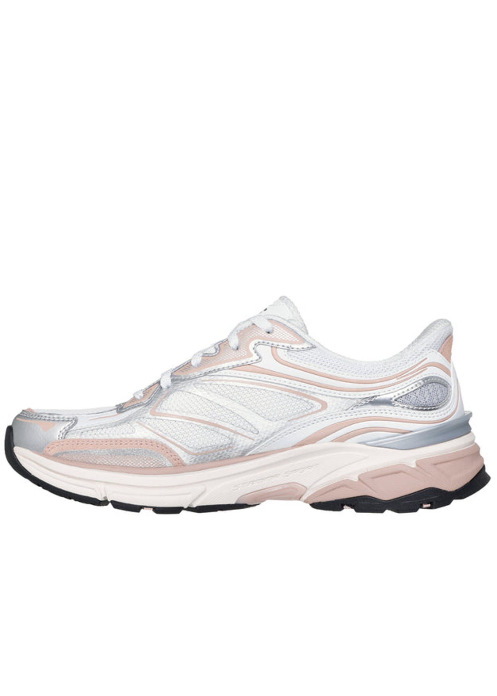Skechers Women's Slip-Ins Stamina Sport 150710 / White Silver Pink Hands Free Memory Foam Athletic Sneakers