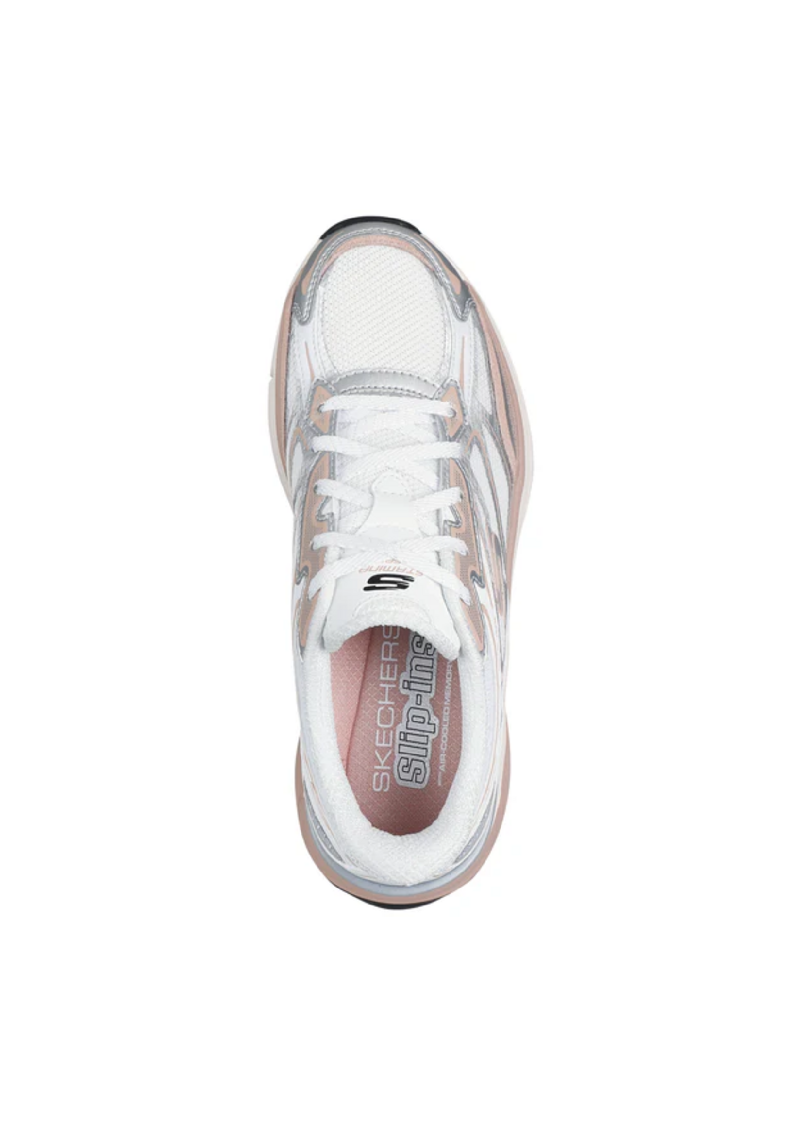 Skechers Women's Slip-Ins Stamina Sport 150710 / White Silver Pink Hands Free Memory Foam Athletic Sneakers