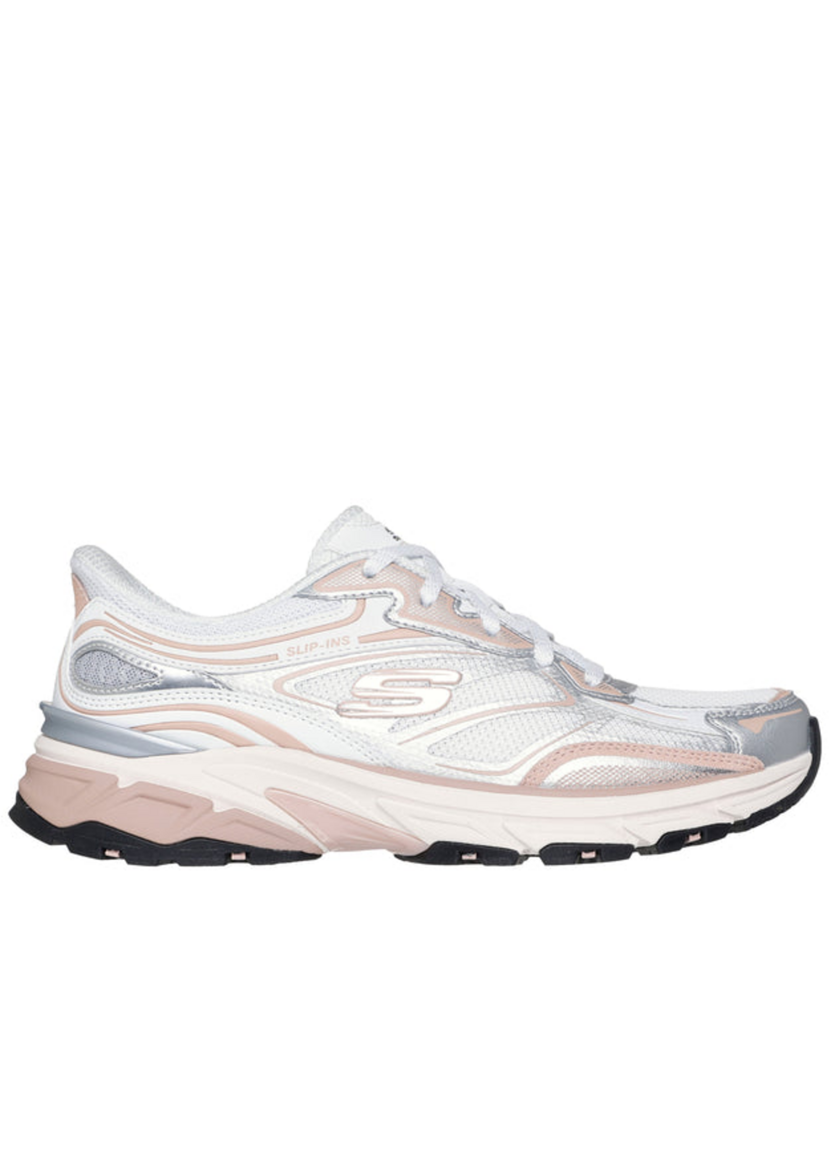 Skechers Women's Slip-Ins Stamina Sport 150710 / White Silver Pink Hands Free Memory Foam Athletic Sneakers