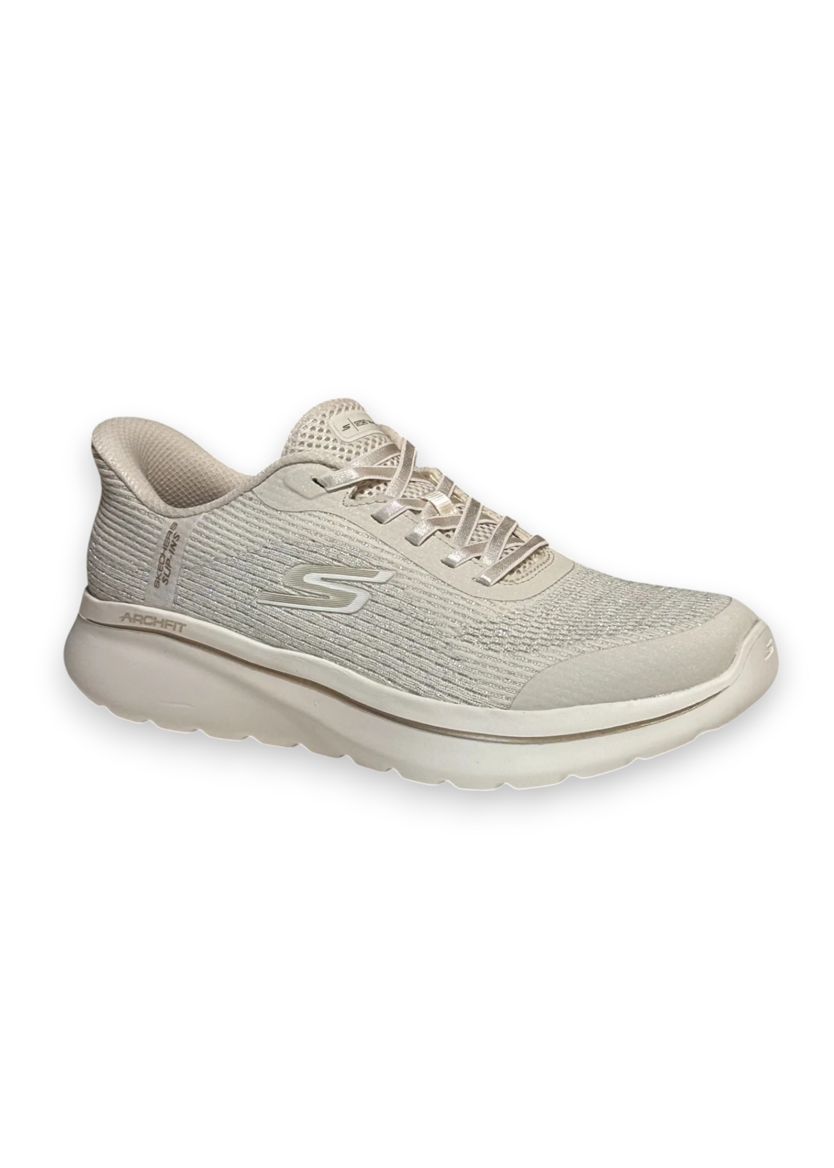 Skechers Womens Slip ins Hands Free Go Walk Arch Fit N Joy Ria Natural Beige 125852 / NAT