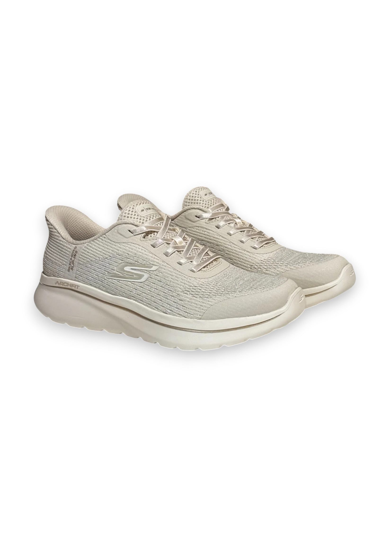 Skechers Womens Slip ins Hands Free Go Walk Arch Fit N Joy Ria Natural Beige 125852 / NAT