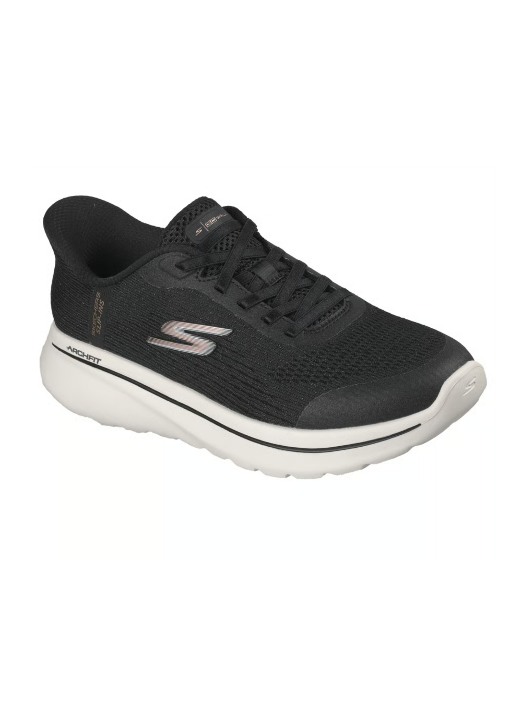 Skechers Womens Slip ins Hands Free Go Walk Arch Fit N Joy Ria Black White 125852