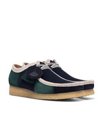 Clarks Originals Men’s Wallabee Blue/Green Stripe Suede Shoes – Natural Crepe Sole, Style 26185545