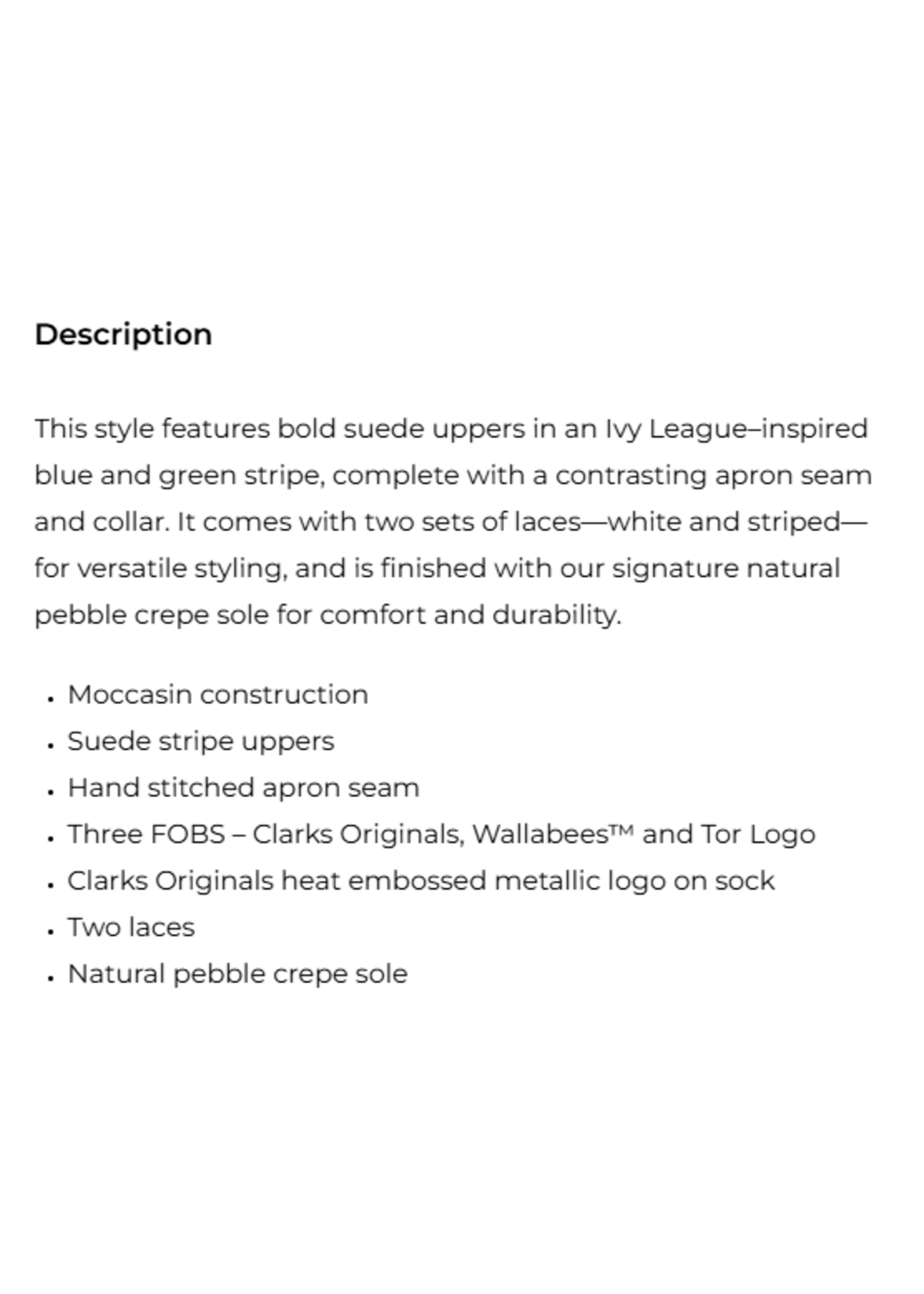 Clarks Originals Men’s Wallabee Blue/Green Stripe Suede Shoes – Natural Crepe Sole, Style 26185545