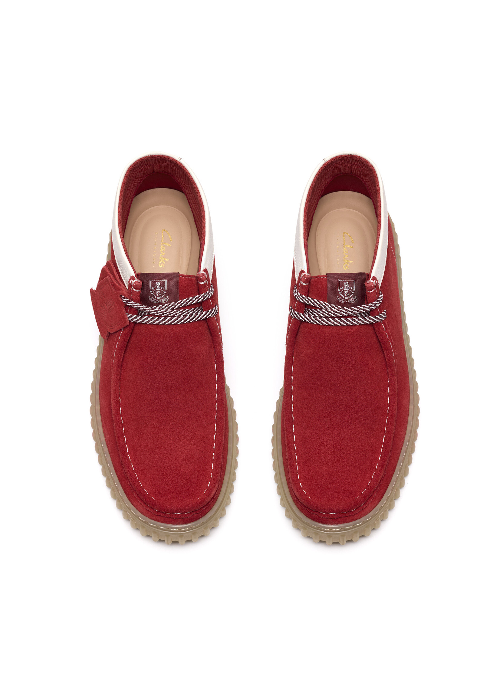 Clarks Men’s Torhill Hi Red Suede Ankle Boots – Heritage Ribbed Outsole, Style 26186641