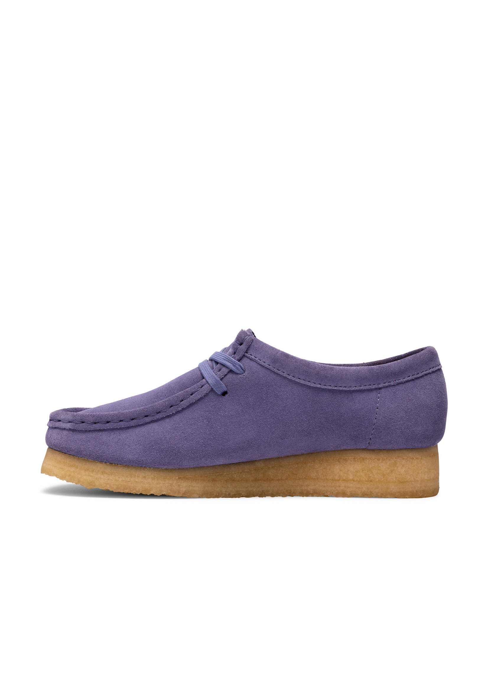Clarks Originals Women’s Wallabee Purple Interest Suede Shoes – Natural Crepe Sole -26186542