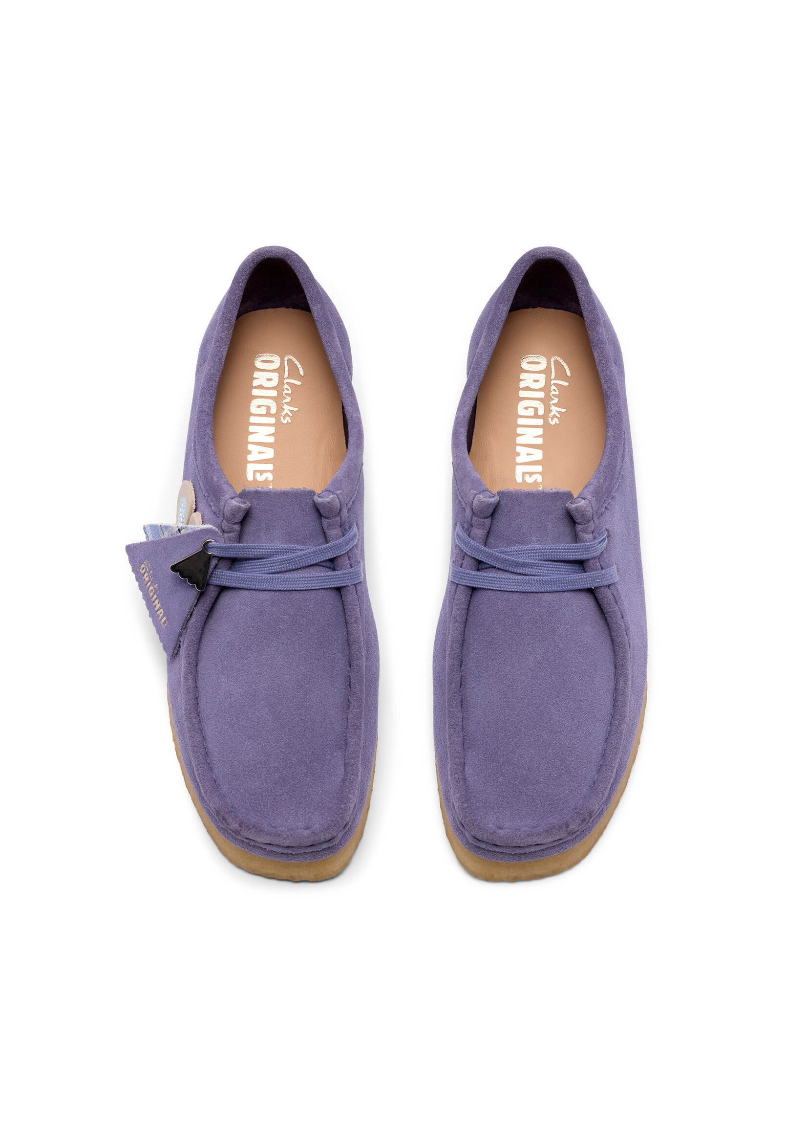Clarks Originals Women’s Wallabee Purple Interest Suede Shoes – Natural Crepe Sole -26186542