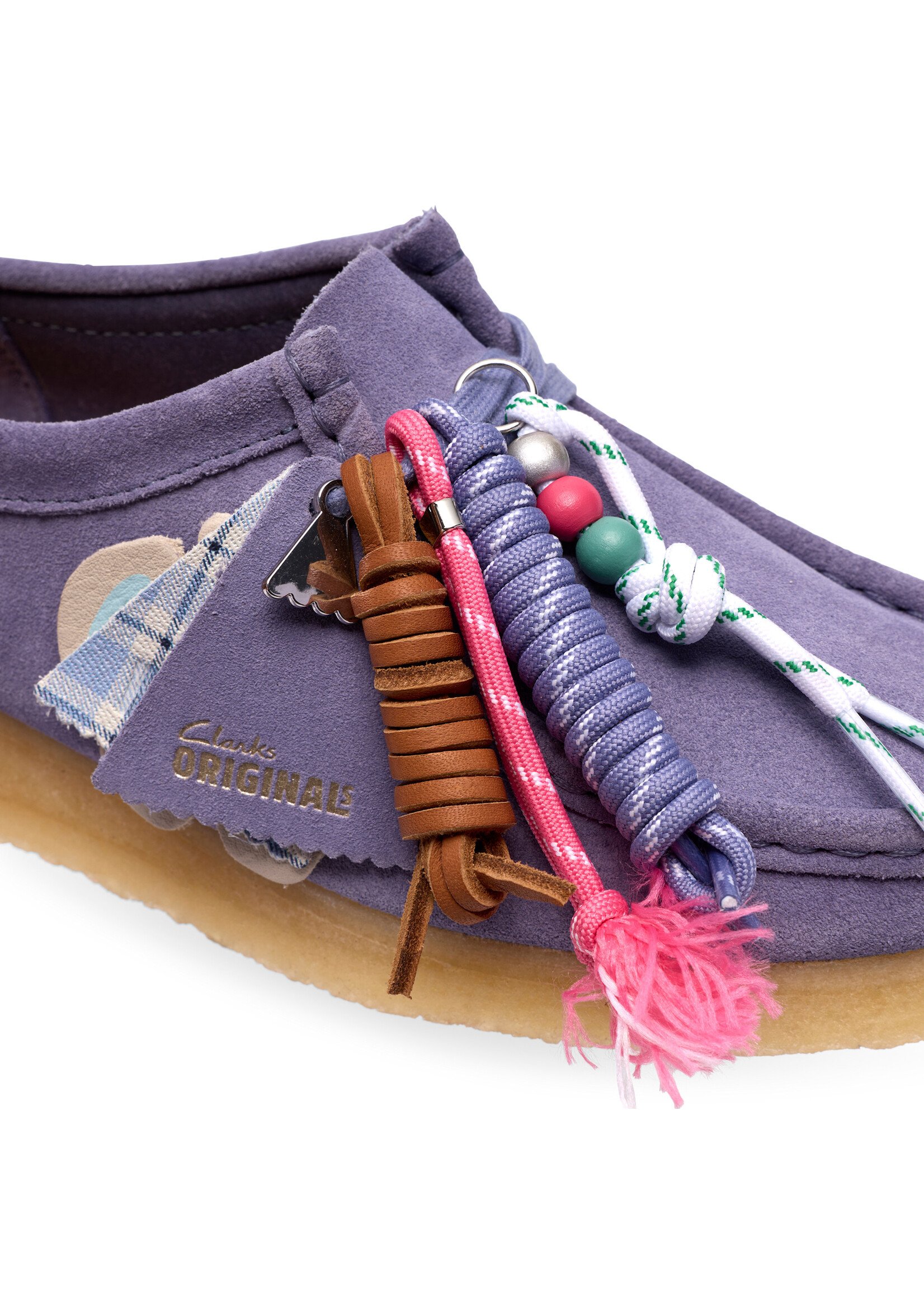 Clarks Originals Women’s Wallabee Purple Interest Suede Shoes – Natural Crepe Sole -26186542
