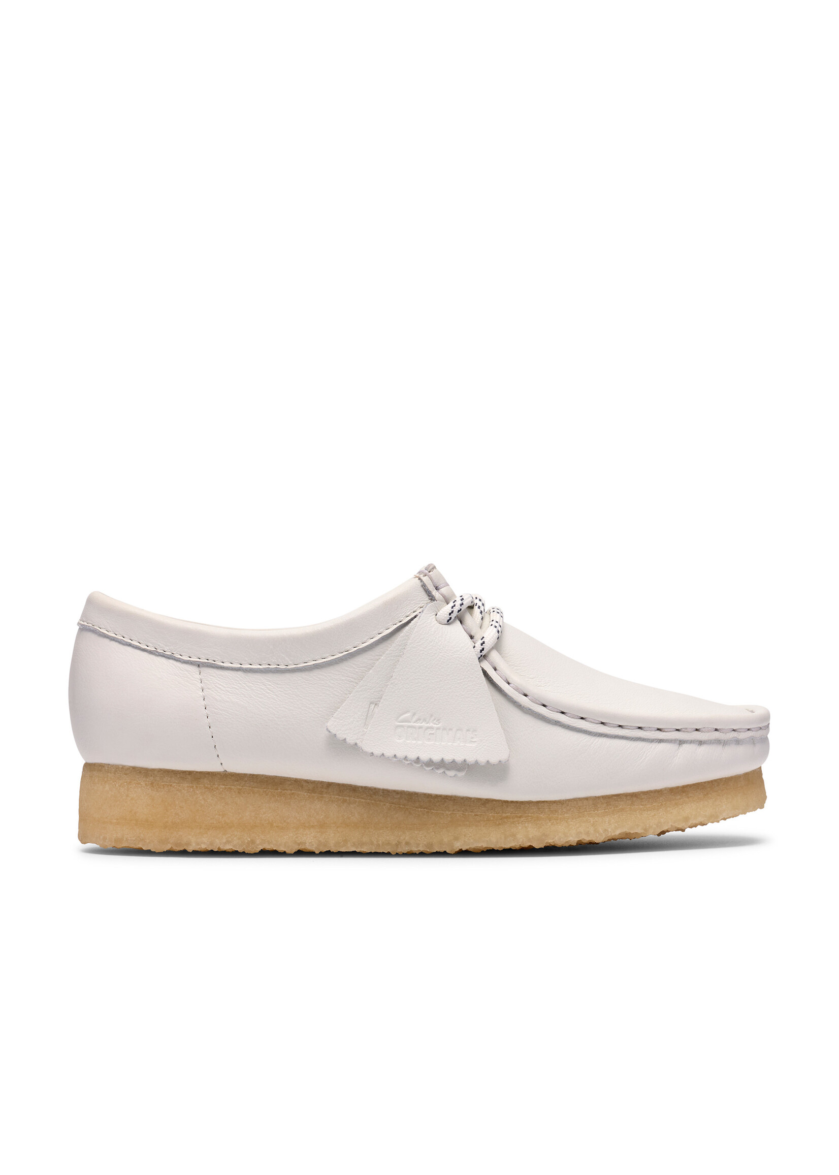 Clarks Originals Women’s Wallabee White Grain Leather Shoes – Natural Crepe Sole -26185622