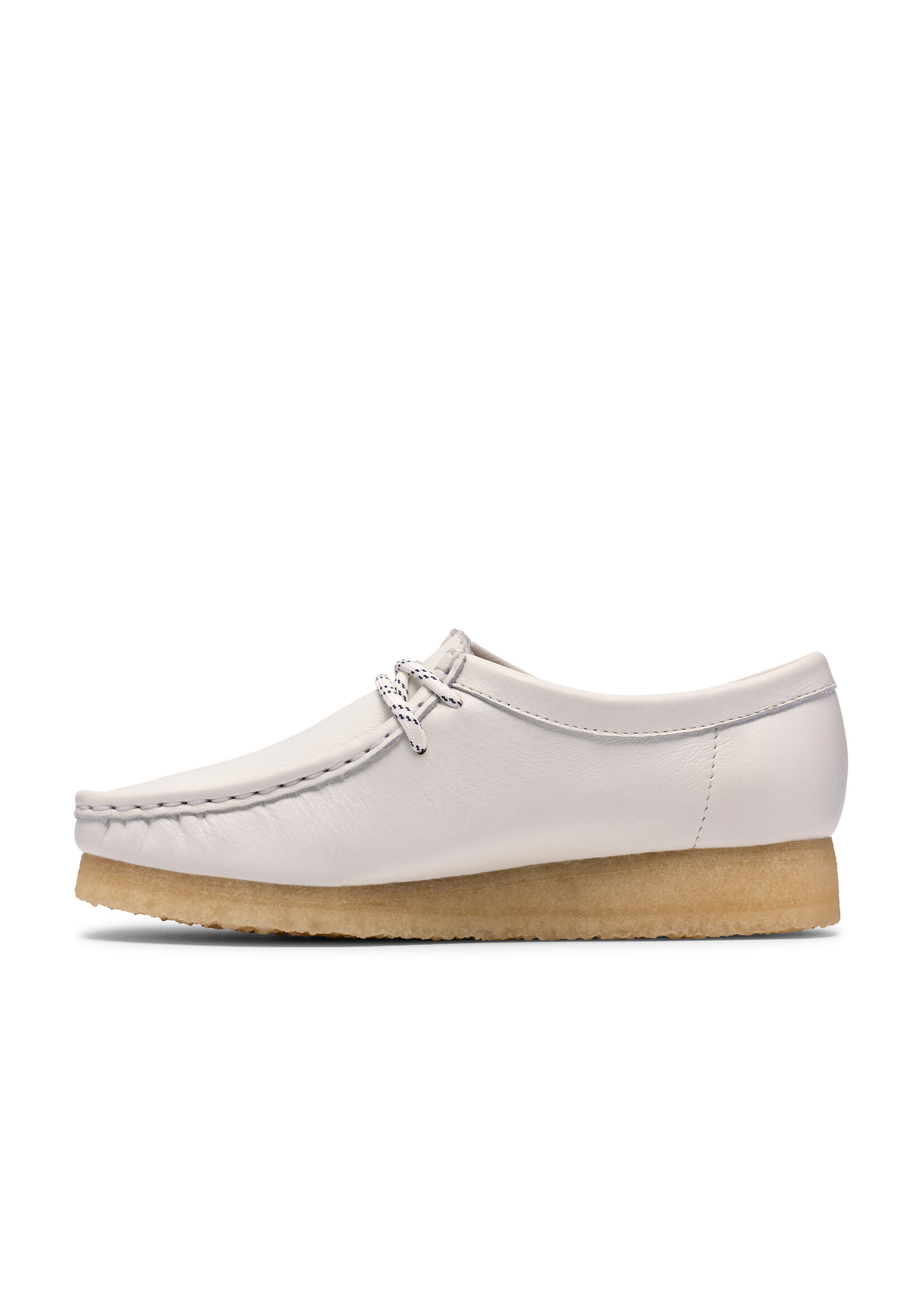 Clarks Originals Women’s Wallabee White Grain Leather Shoes – Natural Crepe Sole -26185622
