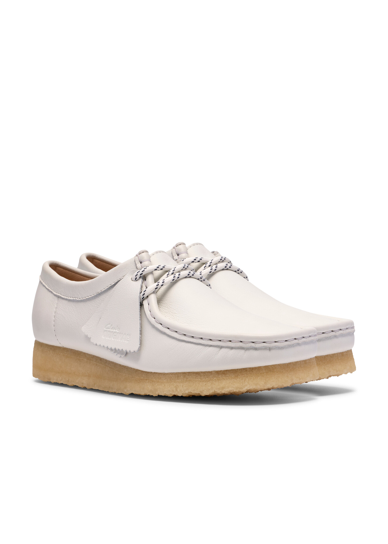 Clarks Originals Women’s Wallabee White Grain Leather Shoes – Natural Crepe Sole -26185622