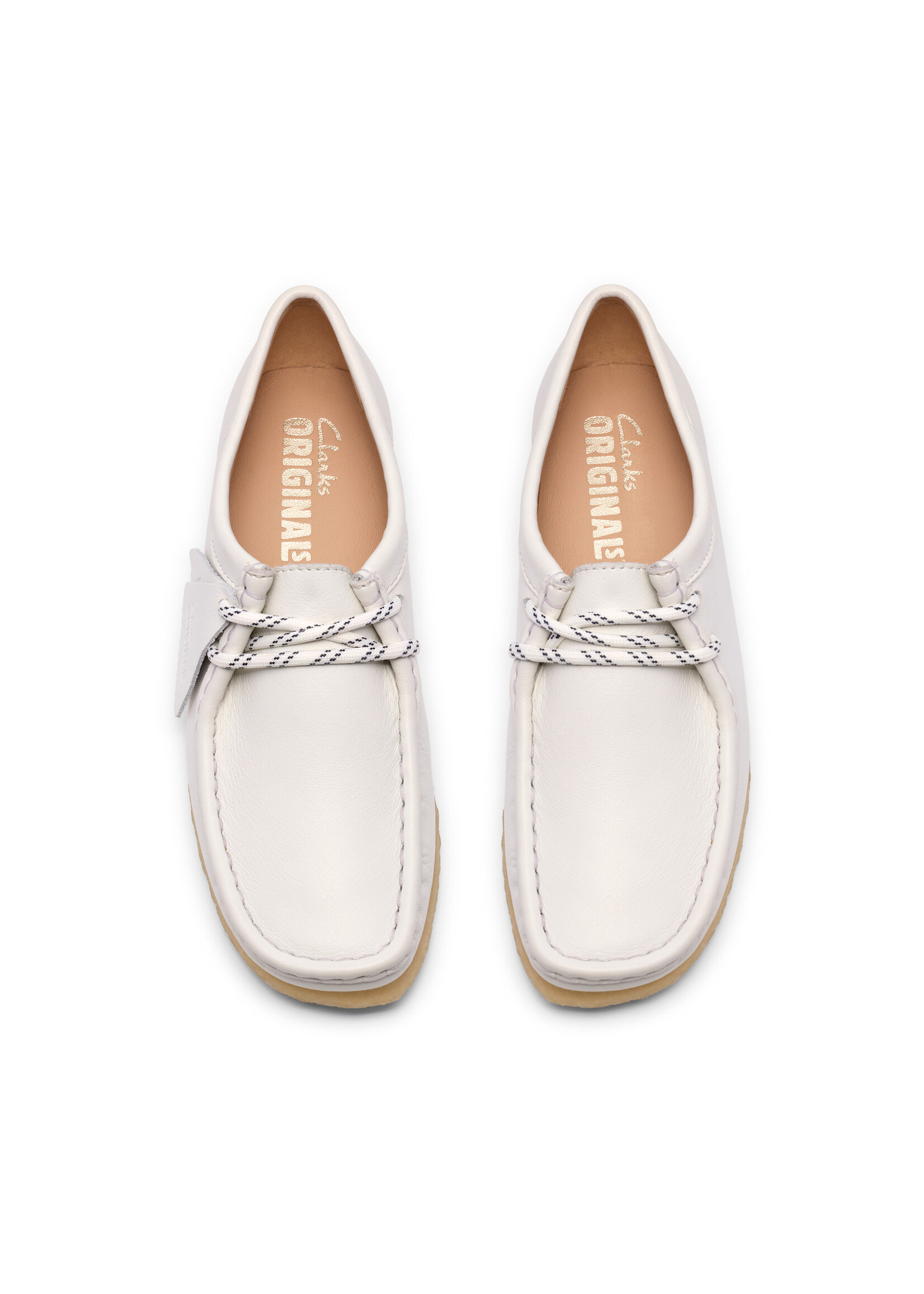 Clarks Originals Women’s Wallabee White Grain Leather Shoes – Natural Crepe Sole -26185622