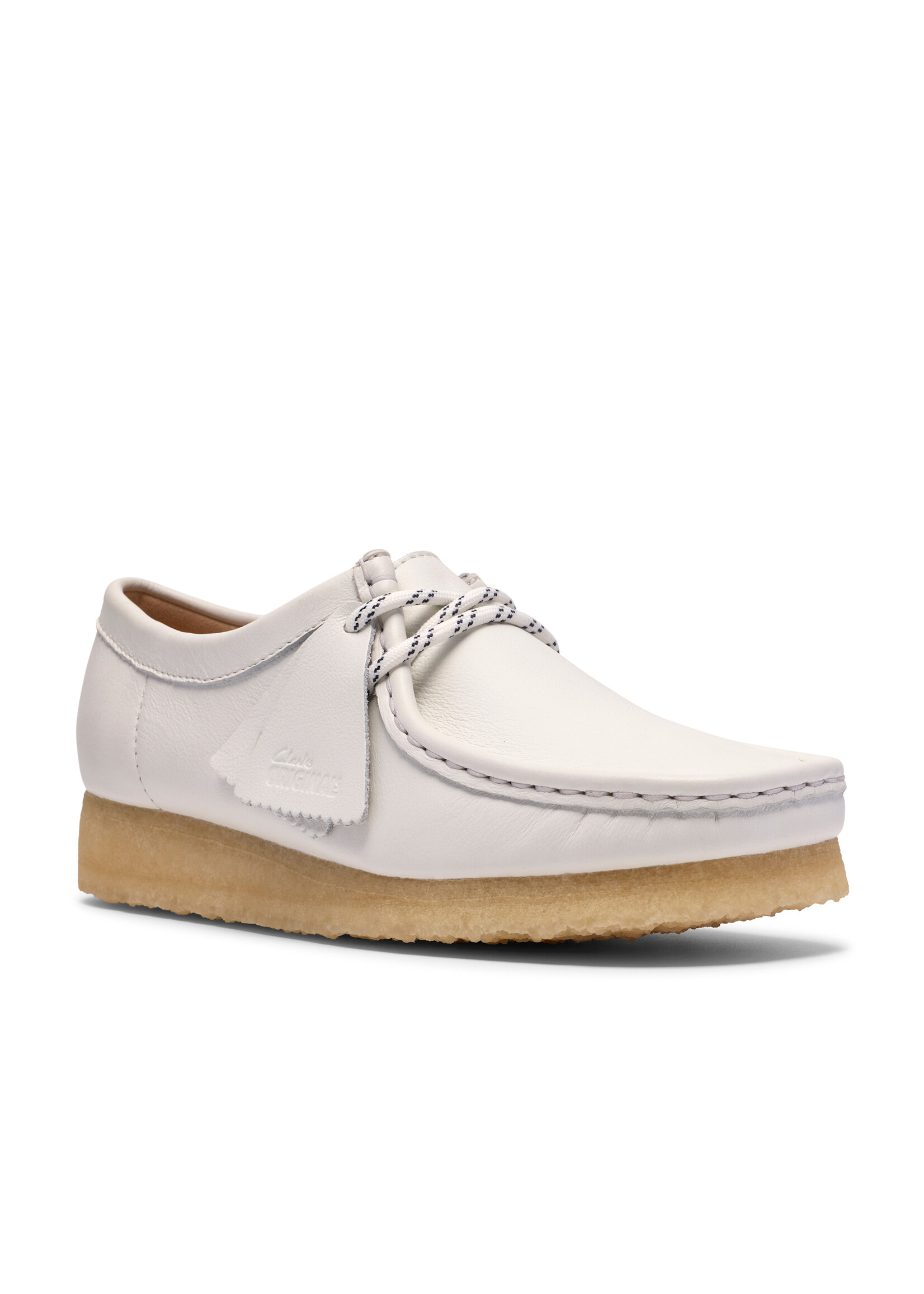Clarks Originals Women’s Wallabee White Grain Leather Shoes – Natural Crepe Sole -26185622