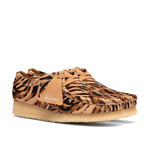 Clarks Originals Women’s Wallabee Tiger Brown Print Suede Shoes – Natural Crepe Sole, Style 26185595