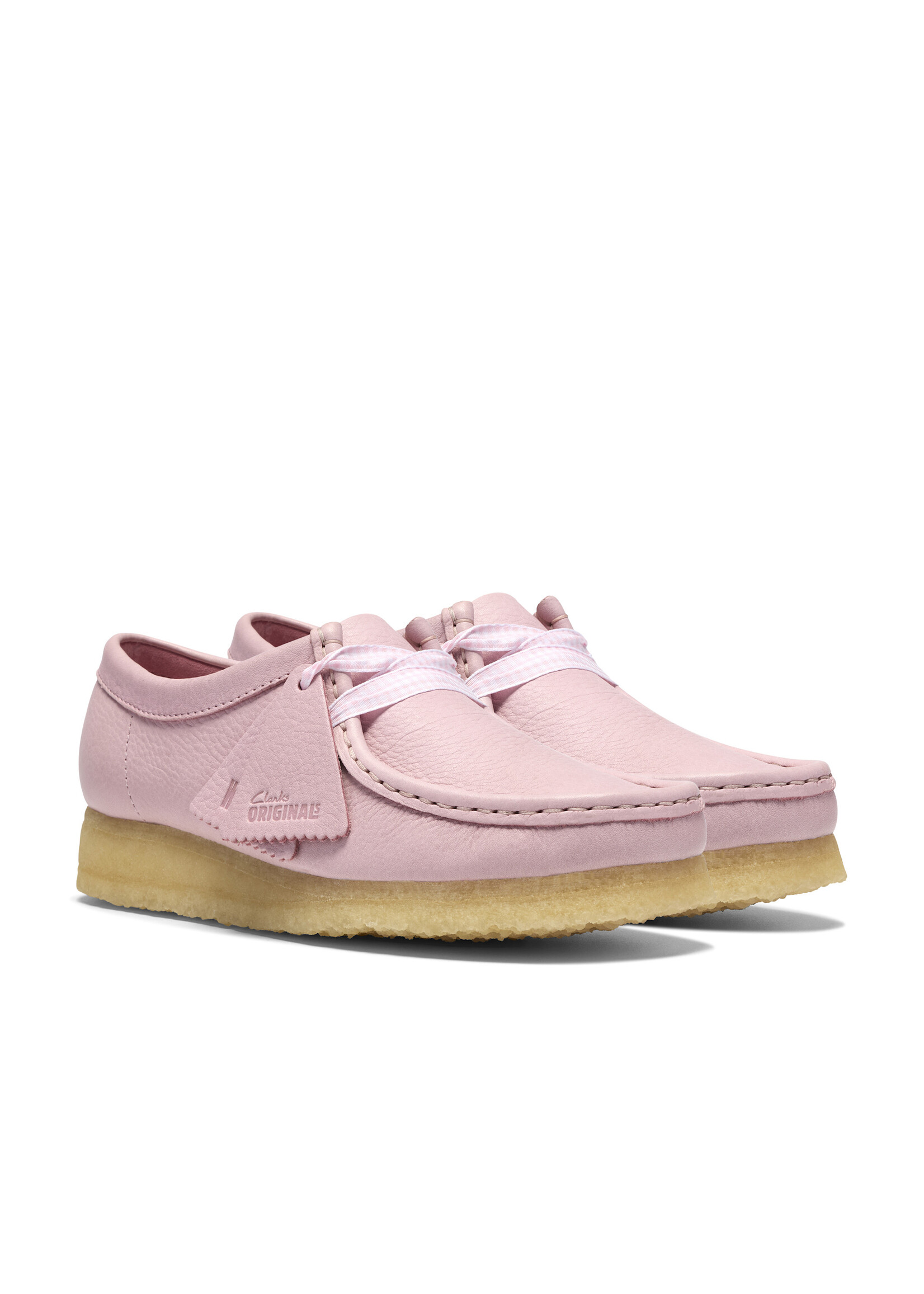 Clarks Originals Women’s Wallabee Baby Pink Leather Shoes – Natural Crepe Sole, Style 26185627