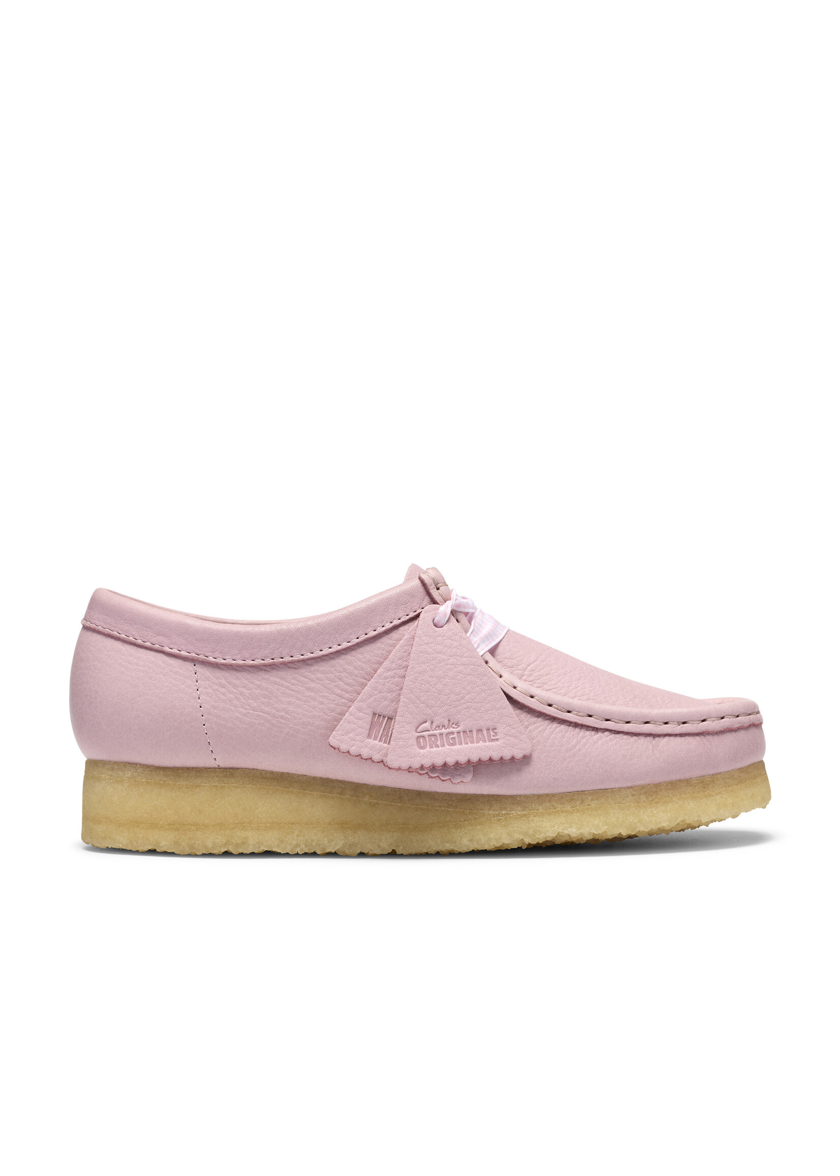 Clarks Originals Women’s Wallabee Baby Pink Leather Shoes – Natural Crepe Sole, Style 26185627
