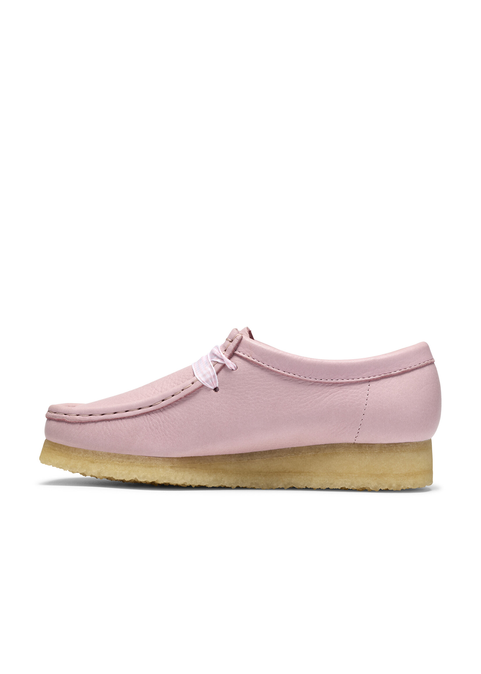 Clarks Originals Women’s Wallabee Baby Pink Leather Shoes – Natural Crepe Sole, Style 26185627