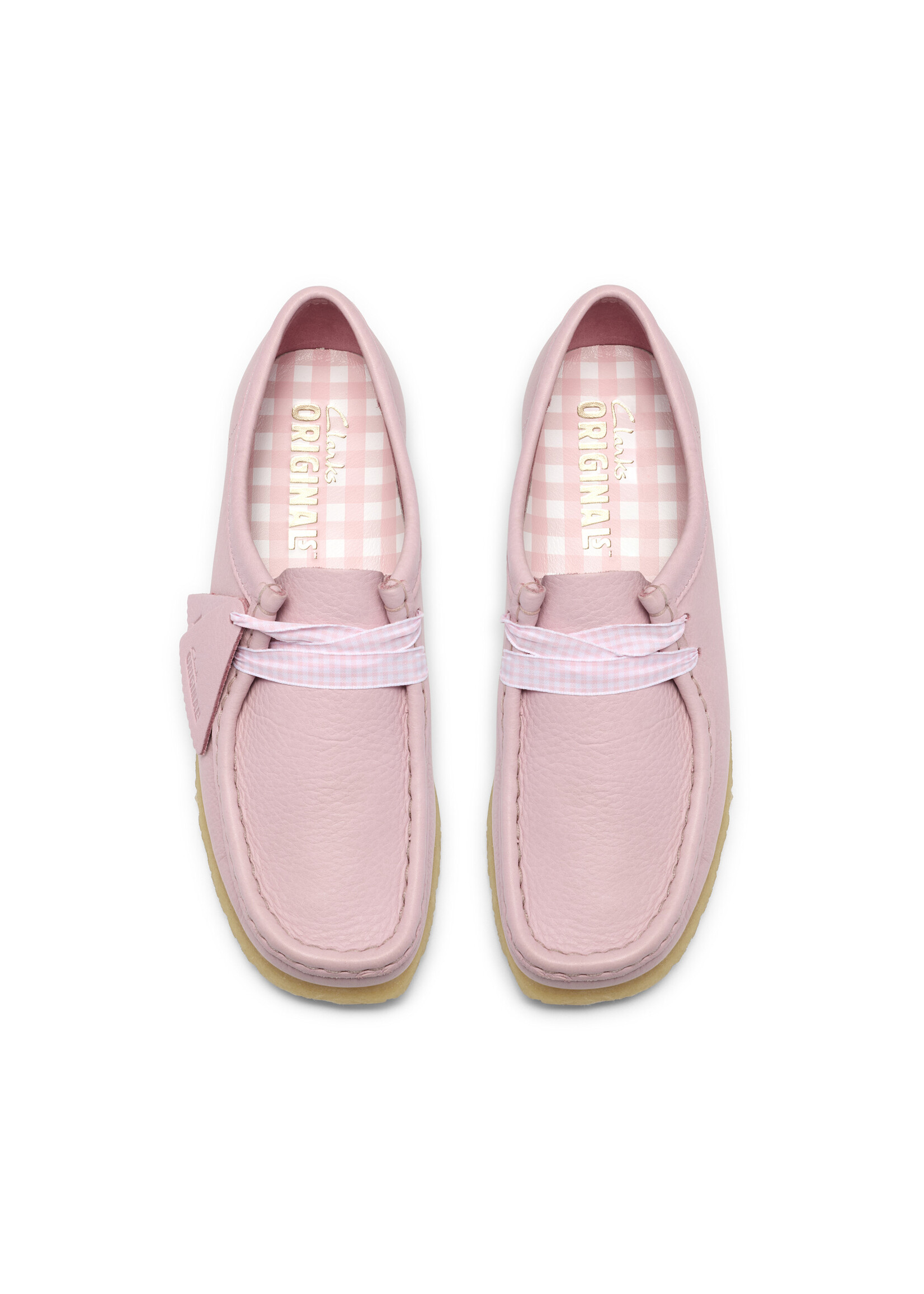 Clarks Originals Women’s Wallabee Baby Pink Leather Shoes – Natural Crepe Sole, Style 26185627