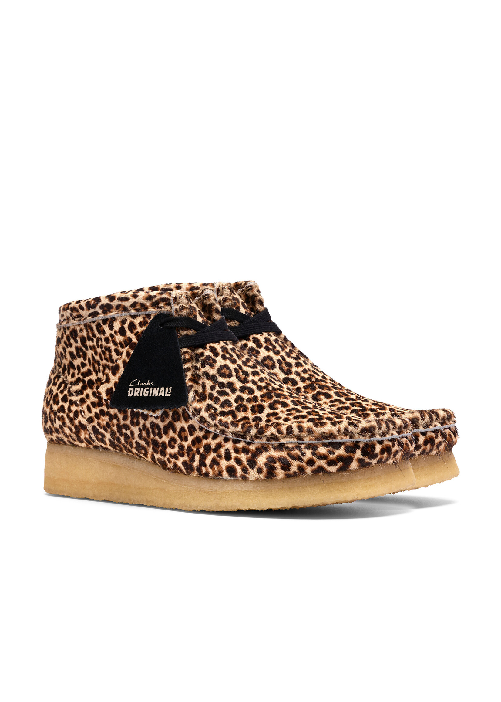 Clarks Originals Women’s Wallabee Boot Leopard Print – Natural Crepe Sole, Style 26185623