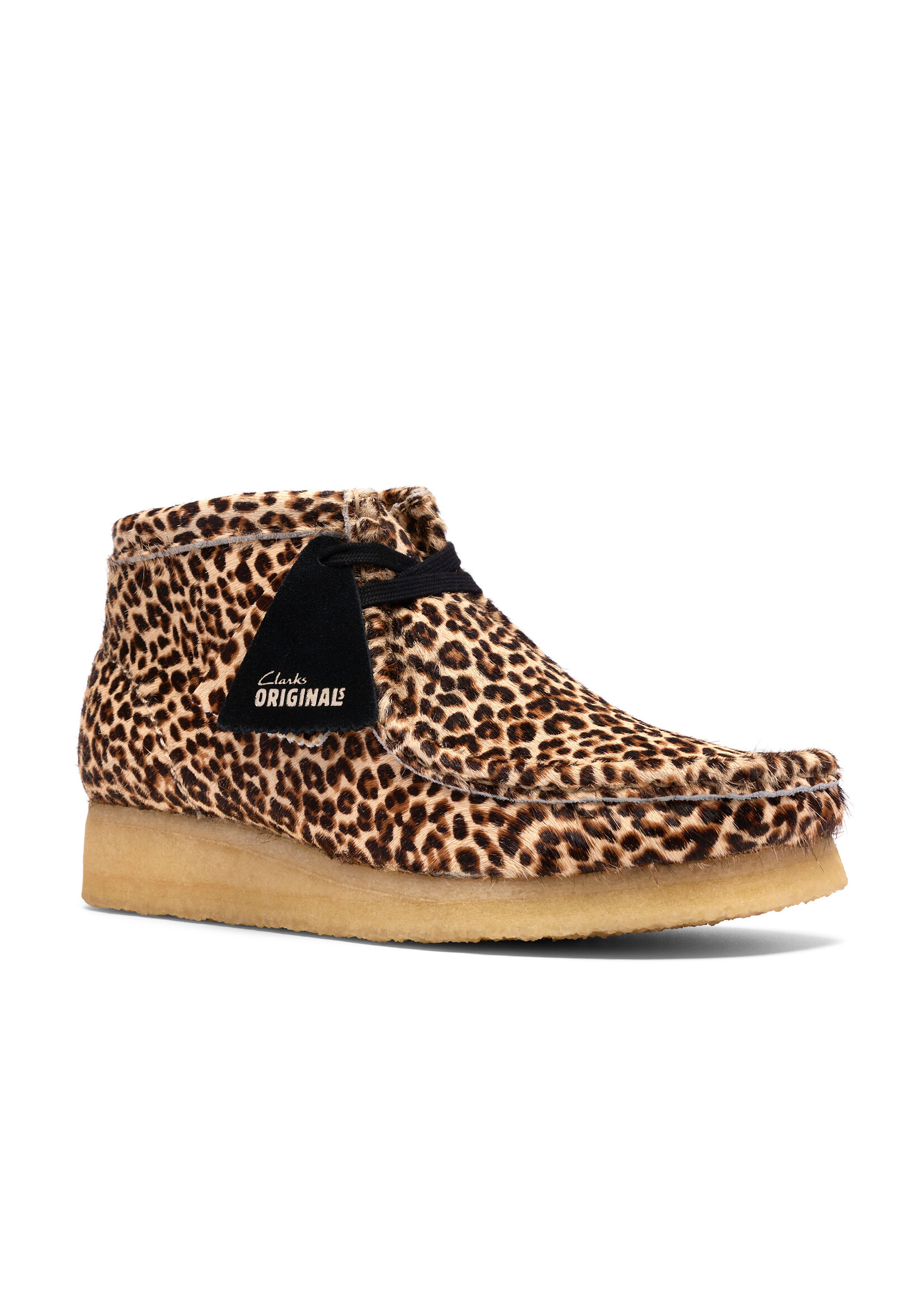 Clarks Originals Women’s Wallabee Boot Leopard Print – Natural Crepe Sole, Style 26185623