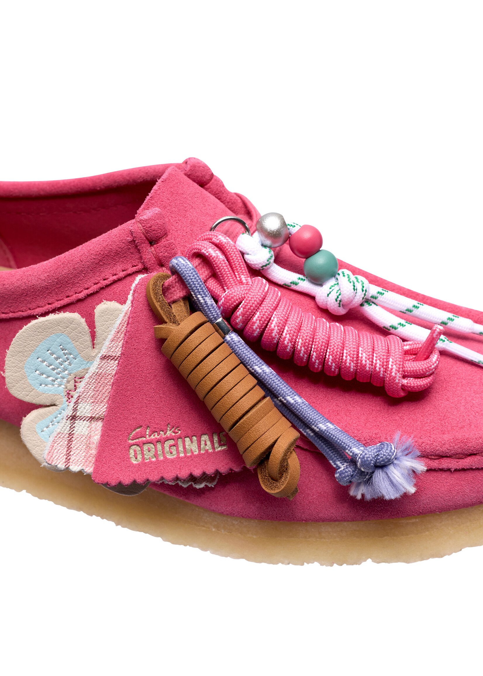 Clarks Originals Women’s Wallabee Pink Intrest– Natural Crepe Sole, Style 26186511