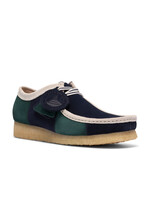 Clarks Originals Men’s Wallabee Blue/Green Stripe Suede Shoes – Natural Crepe Sole, Style 26185545