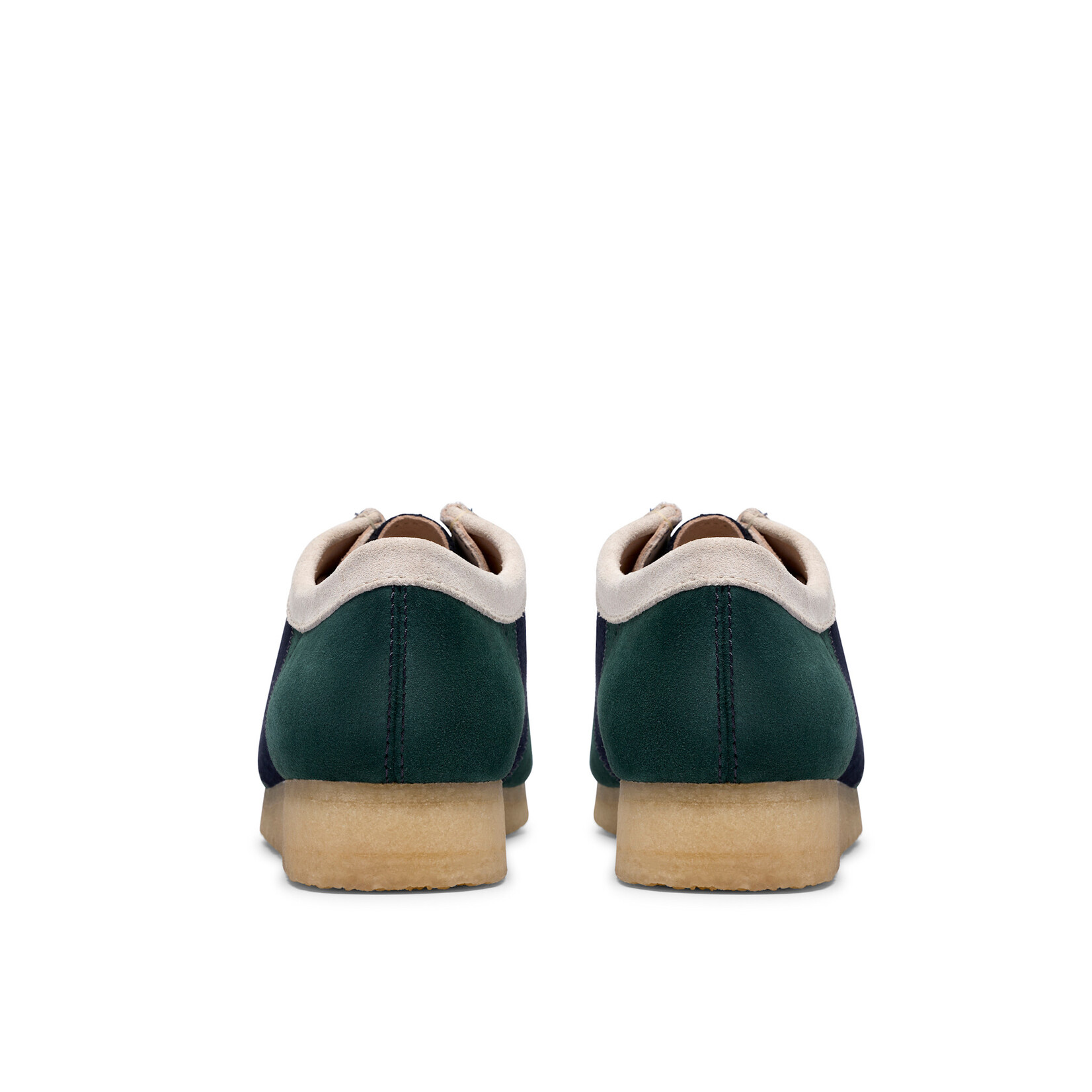 Clarks Originals Men’s Wallabee Blue/Green Stripe Suede Shoes – Natural Crepe Sole, Style 26185545