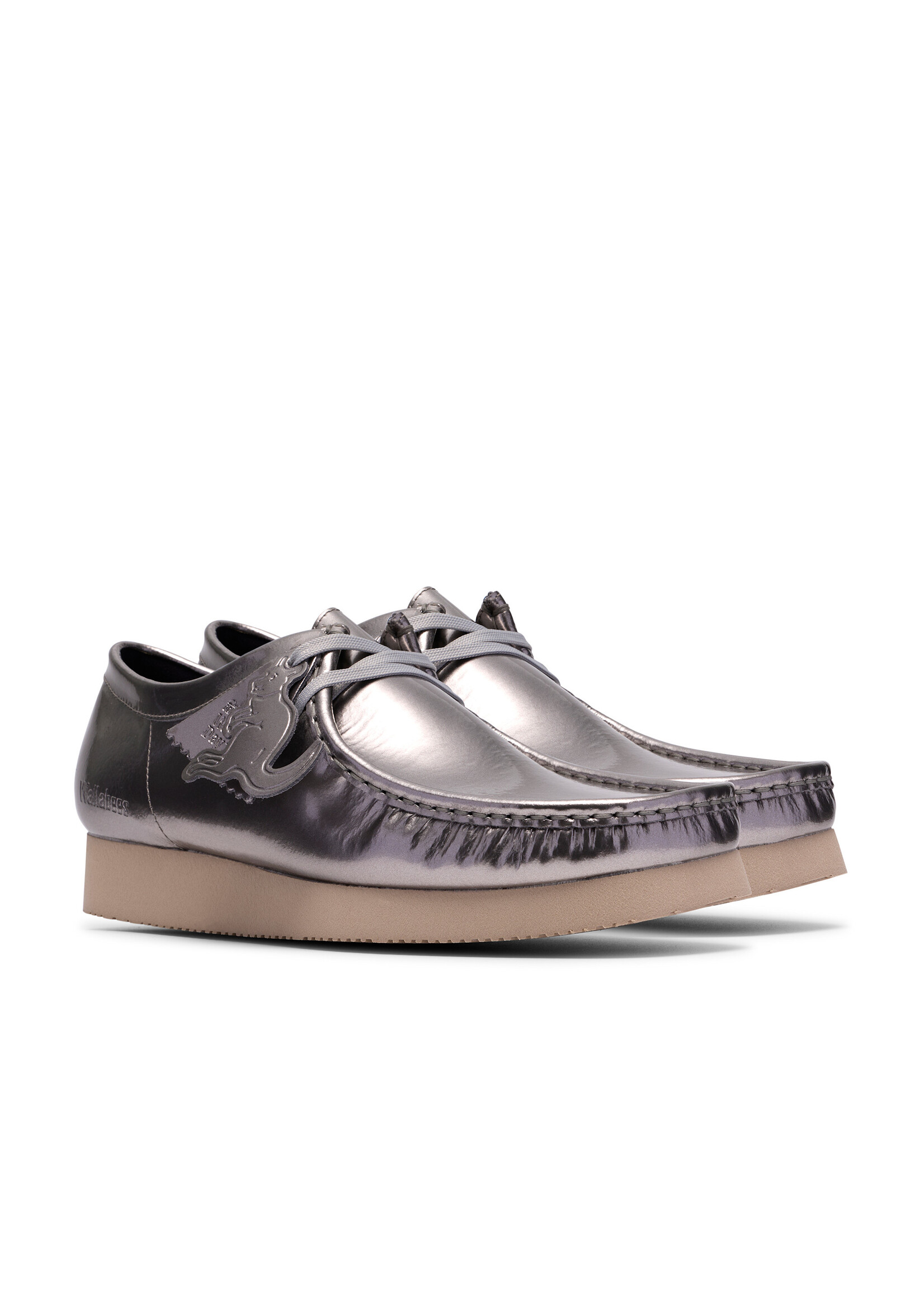 Clarks Originals Wallabee Silver Patent Leather Shoes - Style 26186501