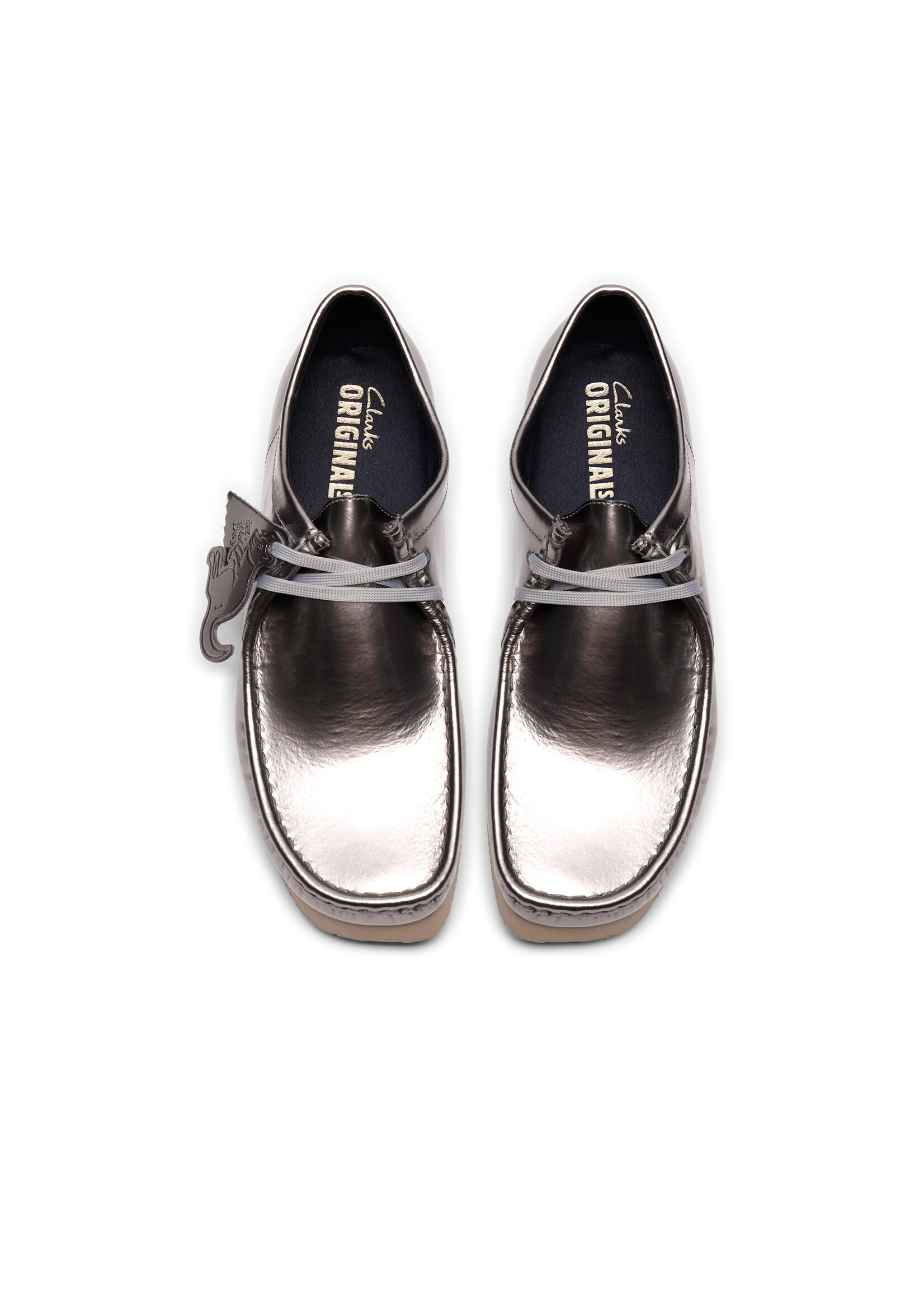 Clarks Originals Wallabee Silver Patent Leather Shoes - Style 26186501