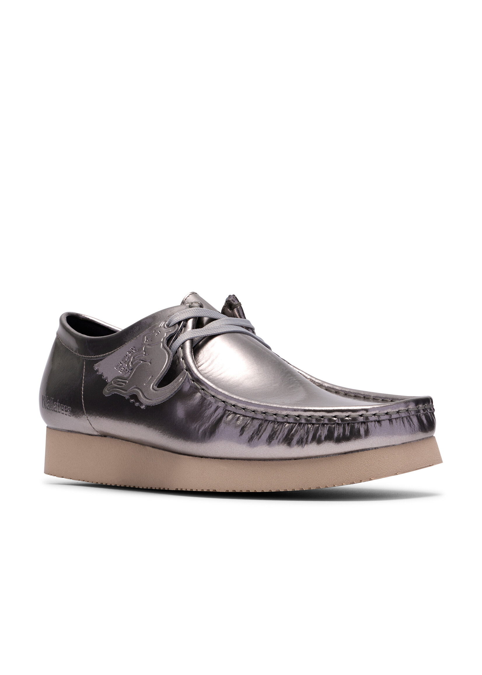 Clarks Originals Wallabee Silver Patent Leather Shoes - Style 26186501