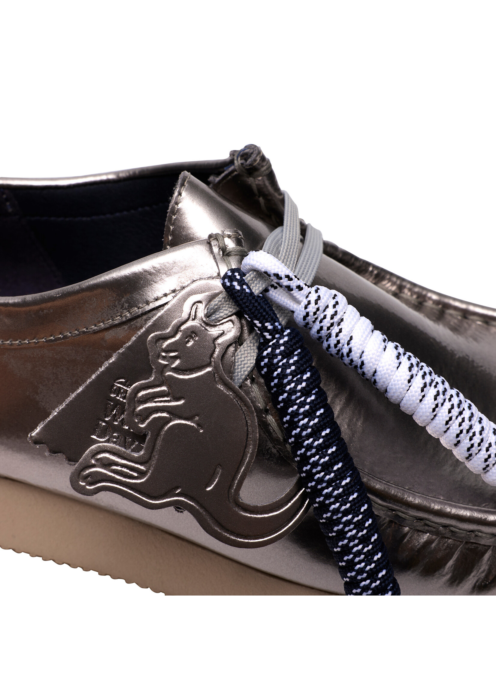 Clarks Originals Wallabee Silver Patent Leather Shoes - Style 26186501
