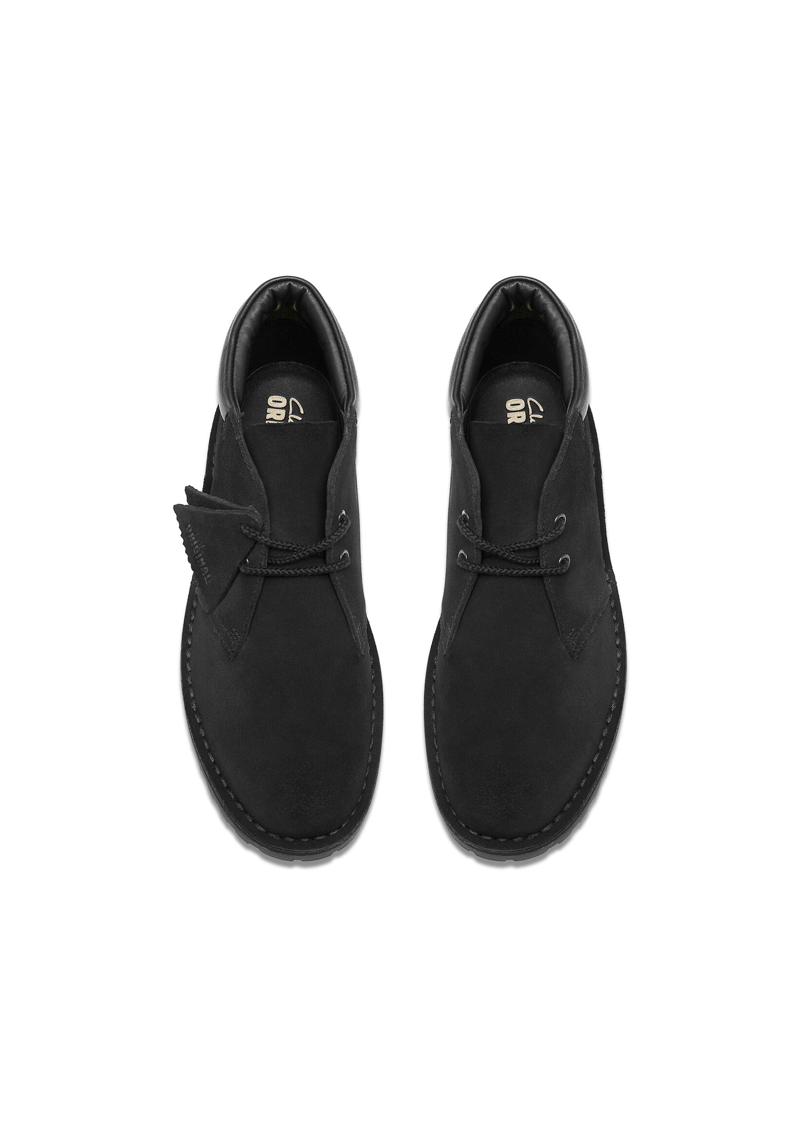 Clarks Originals Desert 2456 Rock in Black Suede. Roomier fit, padded collar, rugged Rock sole, tonal hiking lace. SKU 26327990.