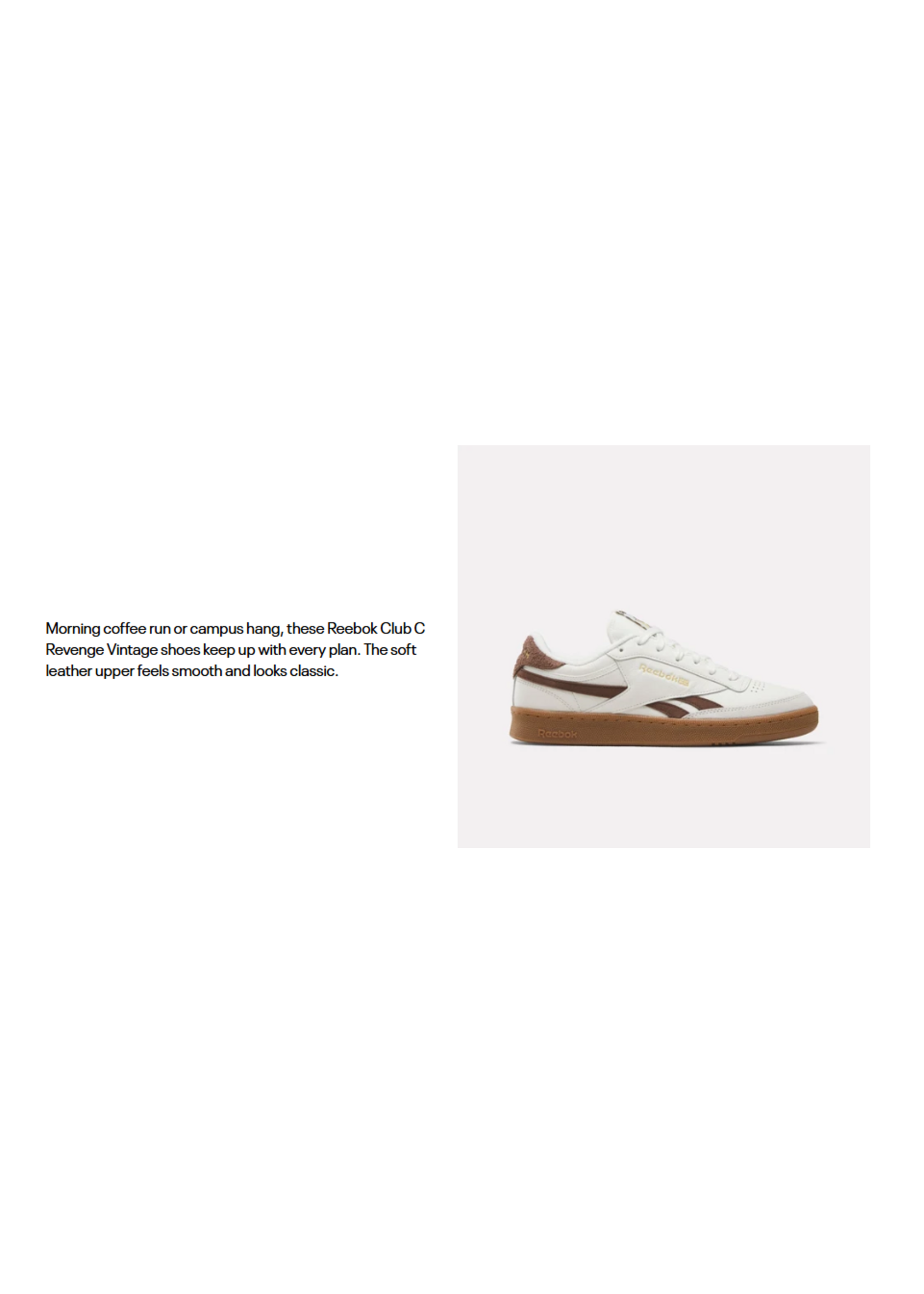 Reebok Men's club c revenge vintage shoes chalk/formalbrown/gum 100278993