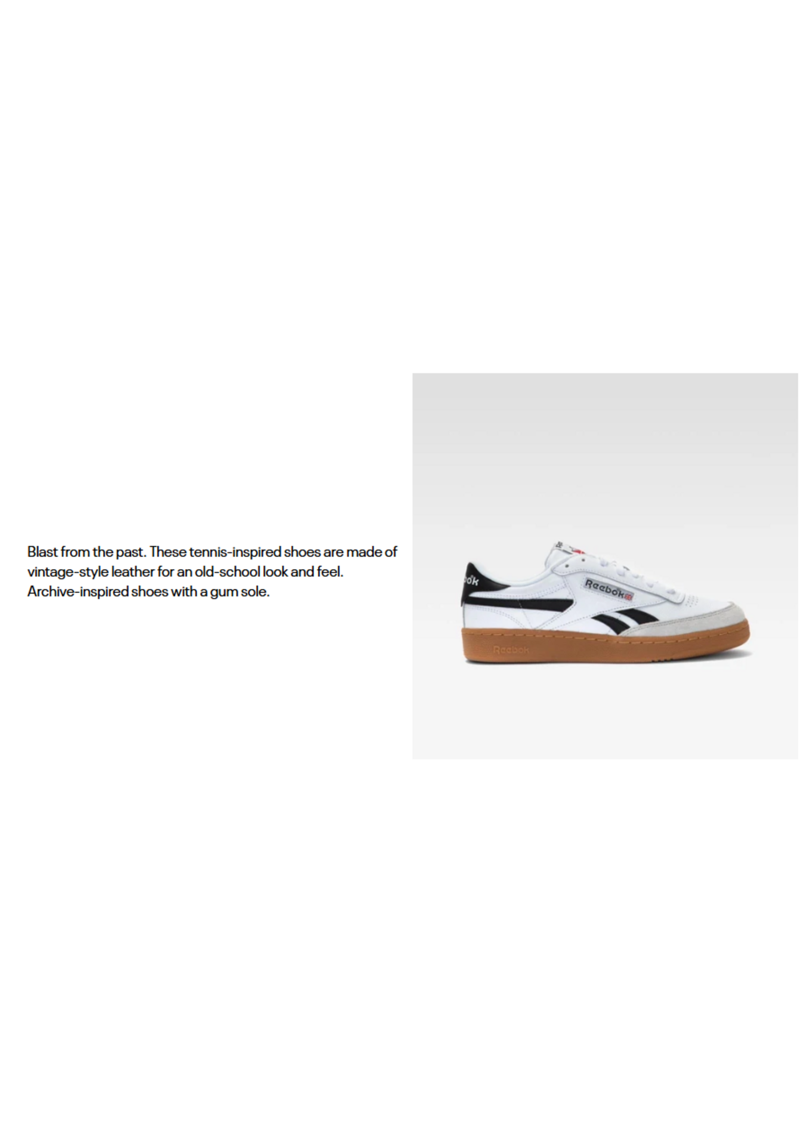 Reebok Men's club c revenge vintage shoes white/black/gum