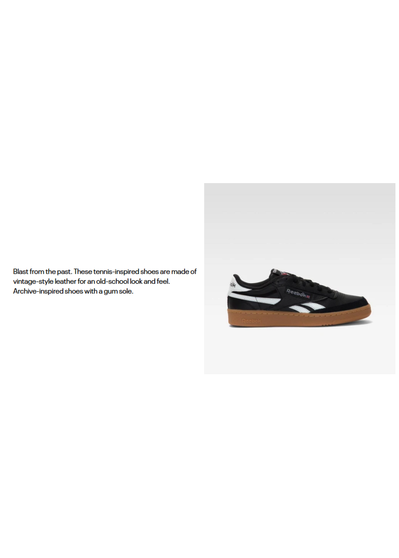 Reebok Men's club c revenge vintage shoes black/white/gum 100202317