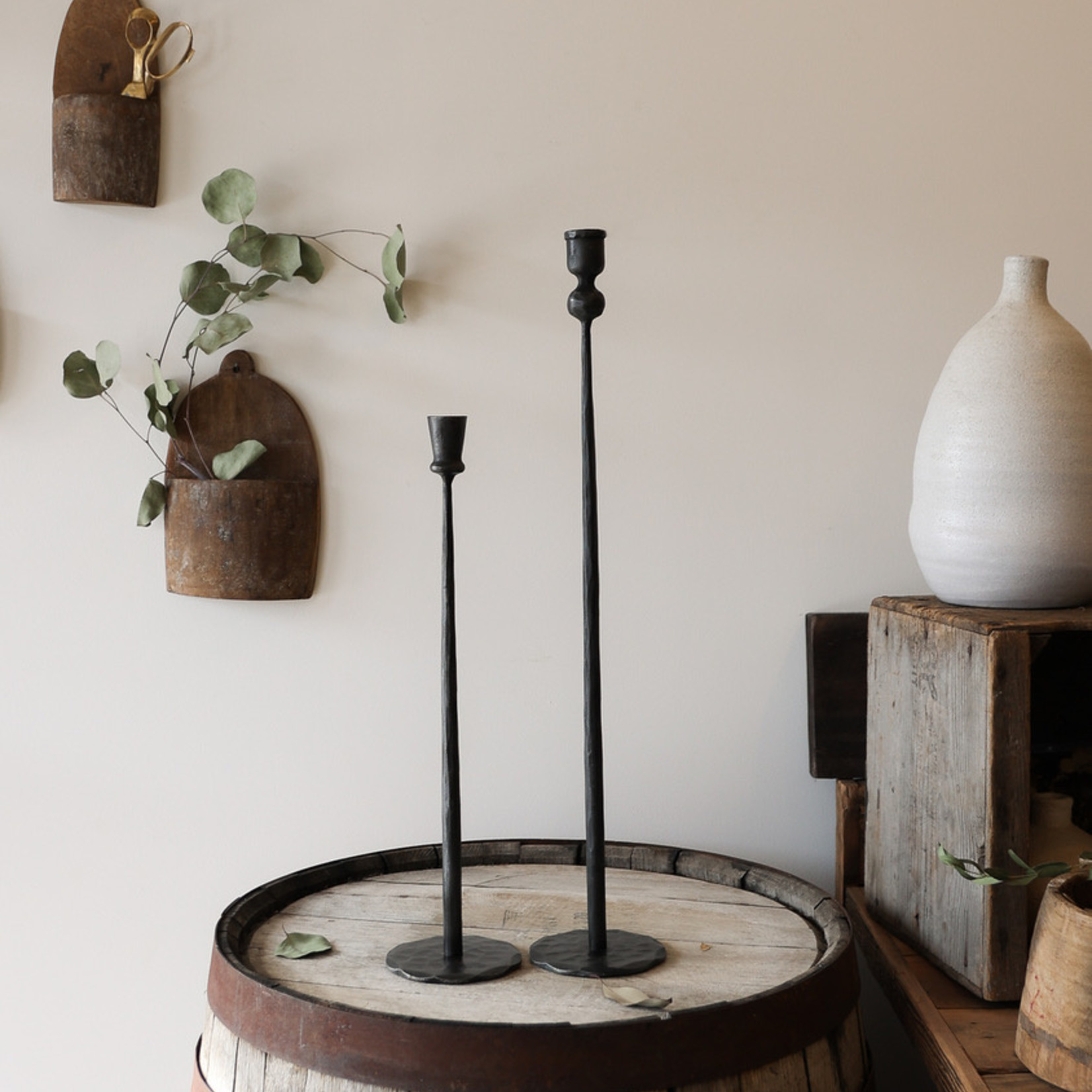 WROUGHT IRON TAPER CANDLE HOLDERS