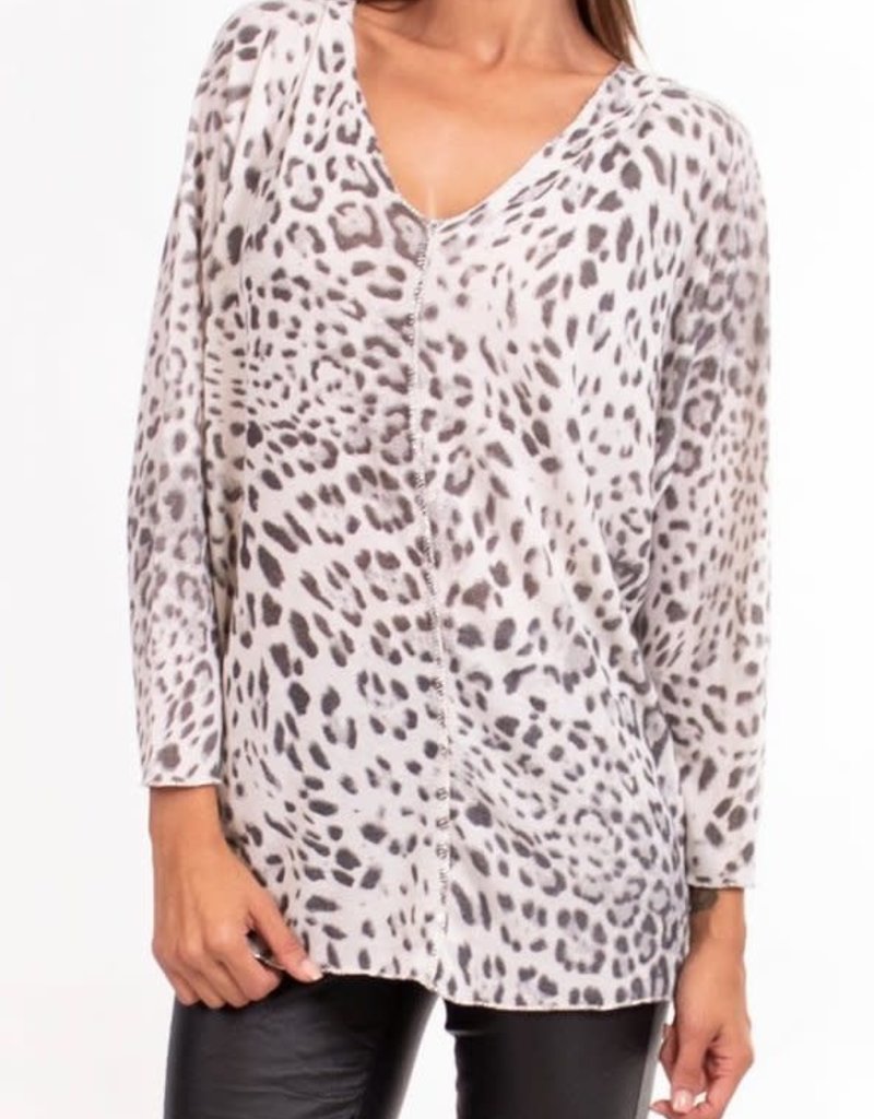 leopard print one shoulder sweatshirt