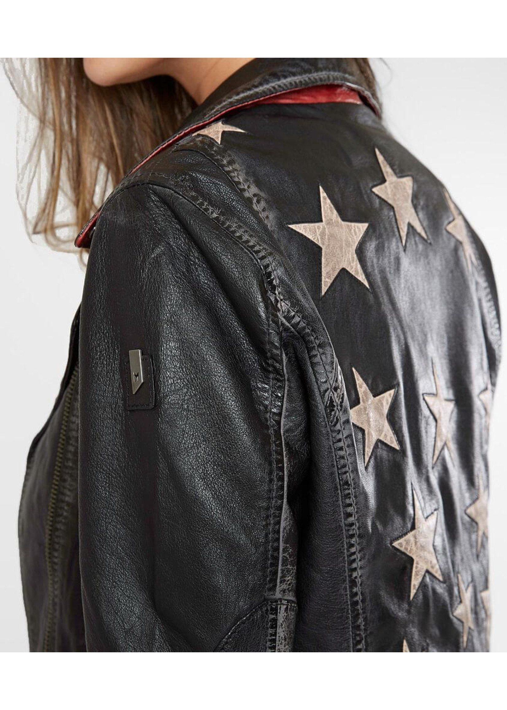 Mauritius Christy Vintage Black Star Leather Jacket