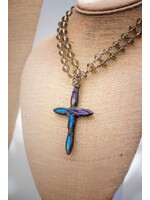 Funky Tulip Designs Hand Soldered Crystal Cross on Smoky Topaz Chain