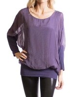 Gigi Moda Silk Blouse w/Bottom Band (Purple) (O/S)
